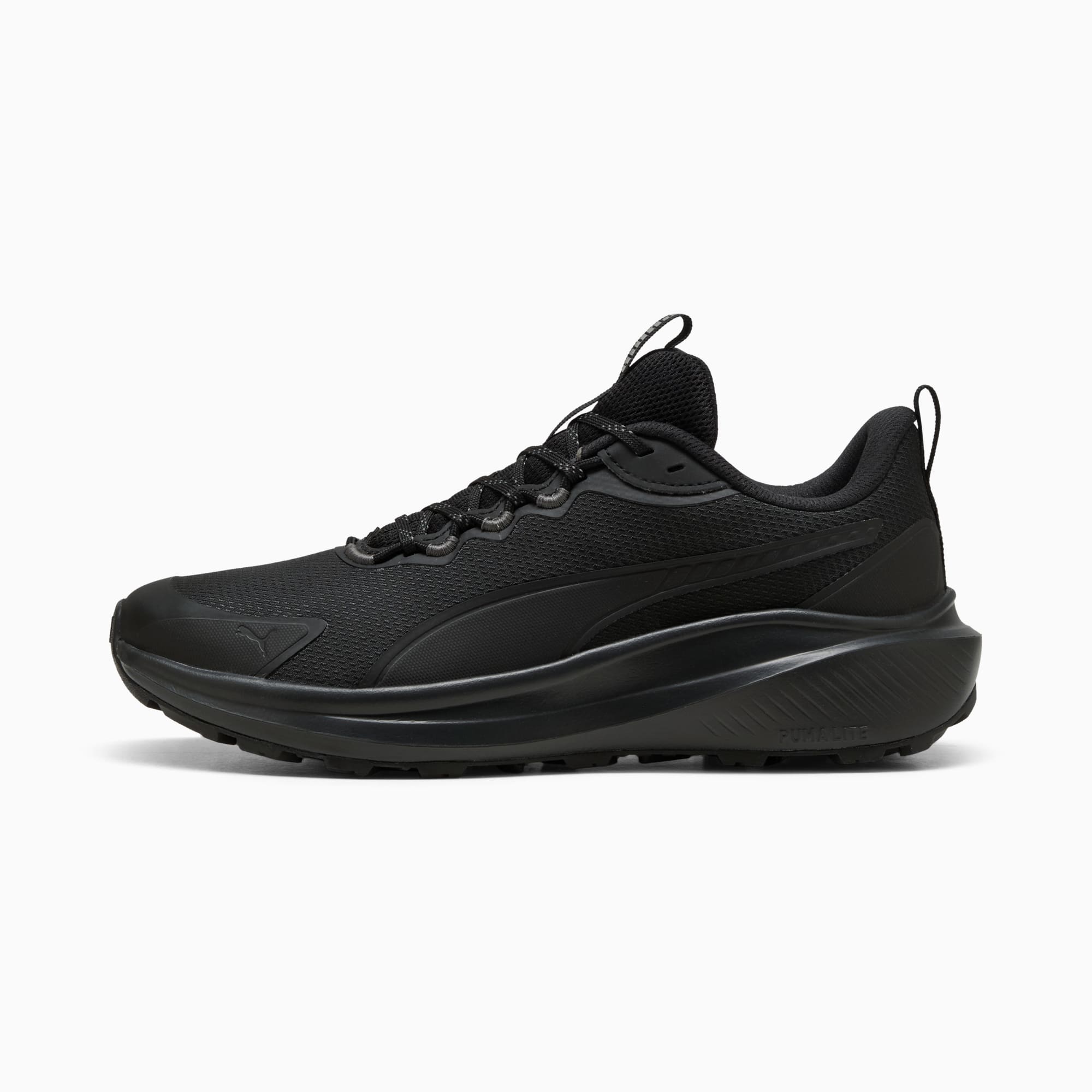 Scarpe da running nere PUMA da adulto con tomaia in mesh e suola ammortizzata.