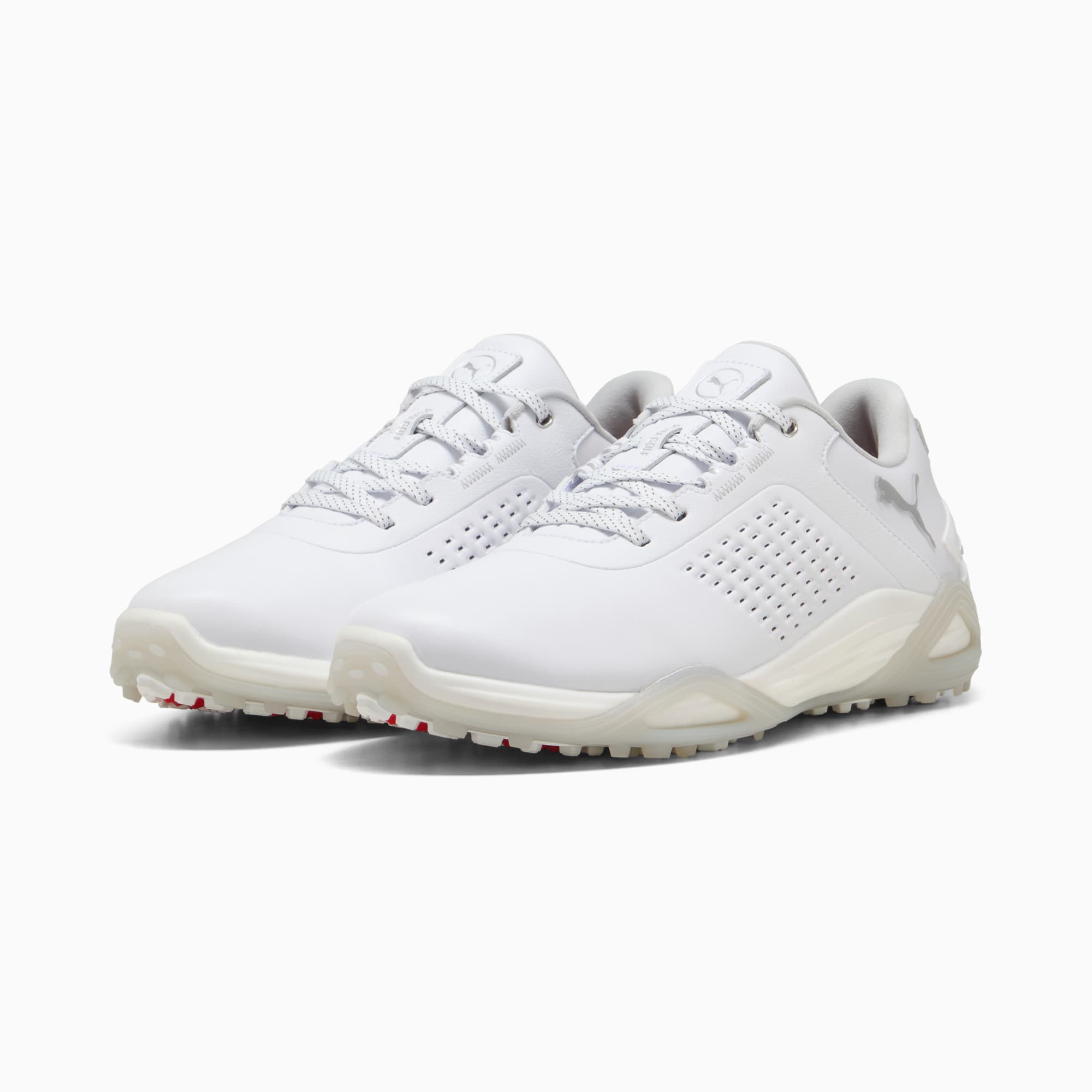 Shadowcat NITRO™ Leather Golf Shoes Men, PUMA White-Ash Gray, large
