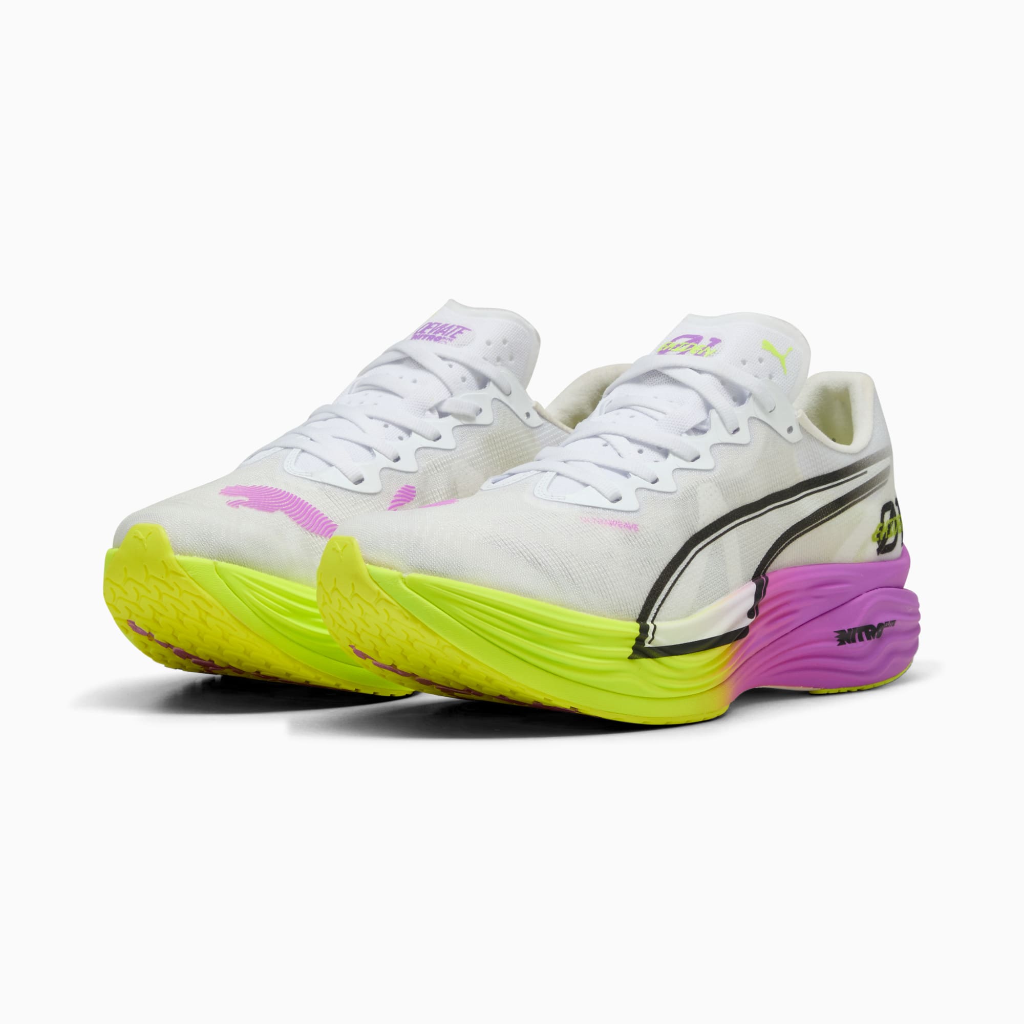 Deviate NITRO™ Elite 3 Ekiden Glow Running Shoes Men, PUMA White-Pure Magenta-Yellow Alert, large