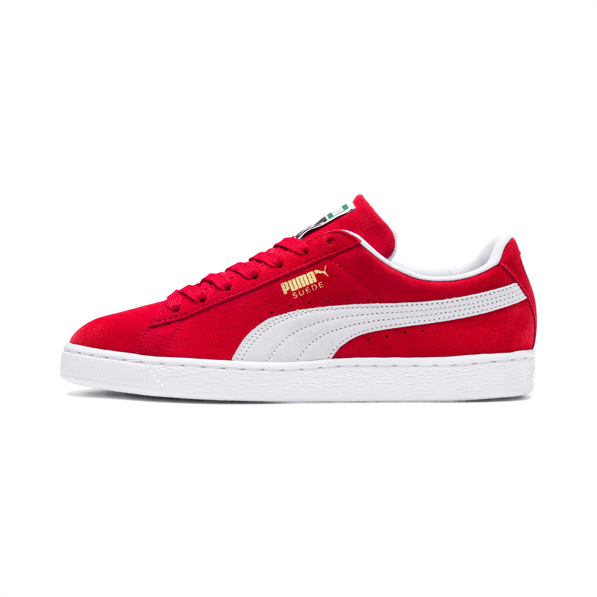 puma suede red sneakers