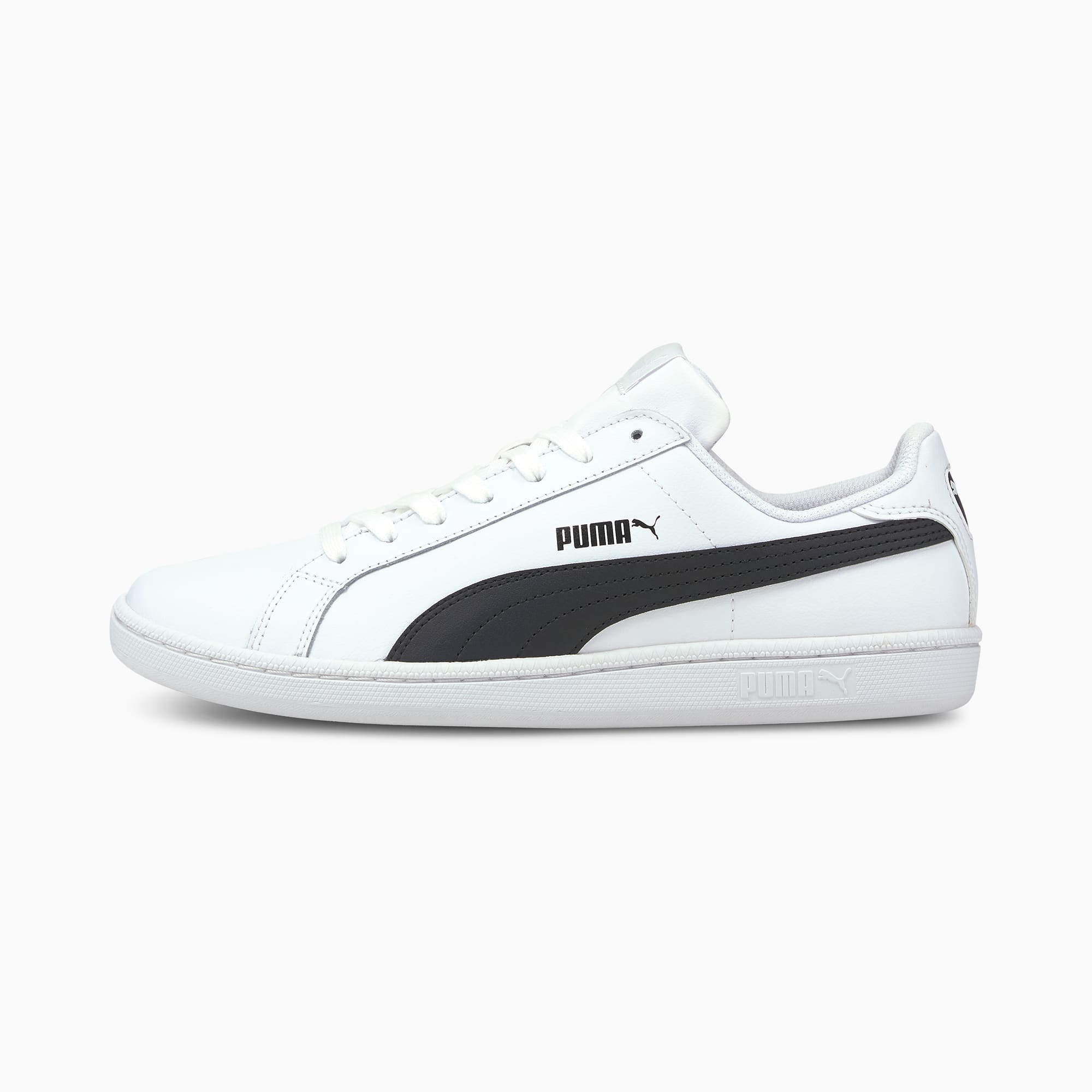 puma smash trainers in black and white