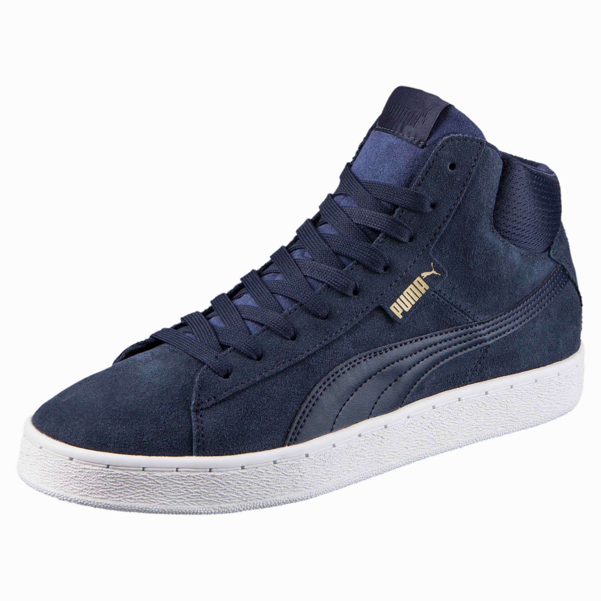 blue suede puma high tops