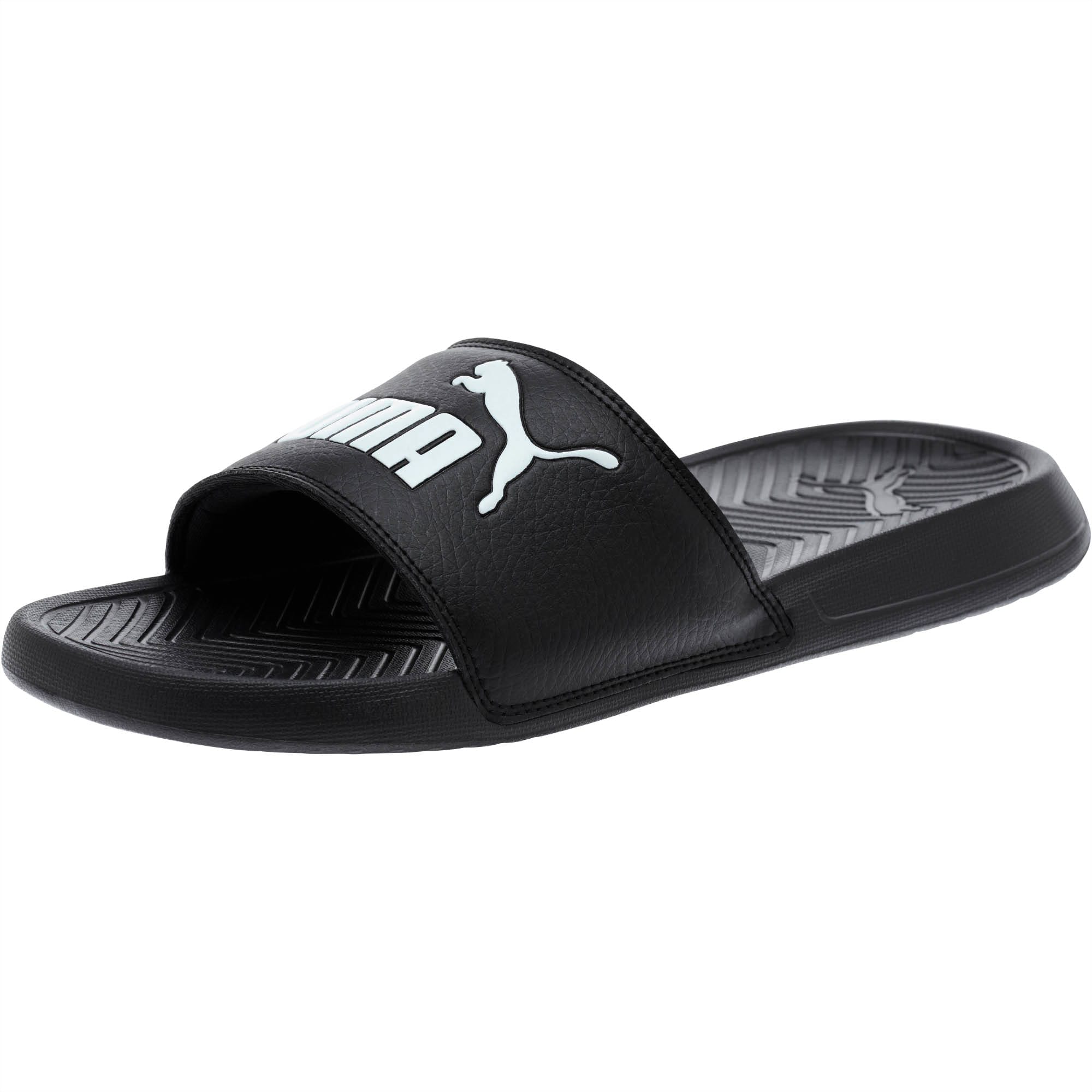 Popcat Slide Sandals, black-black-white, large-SEA