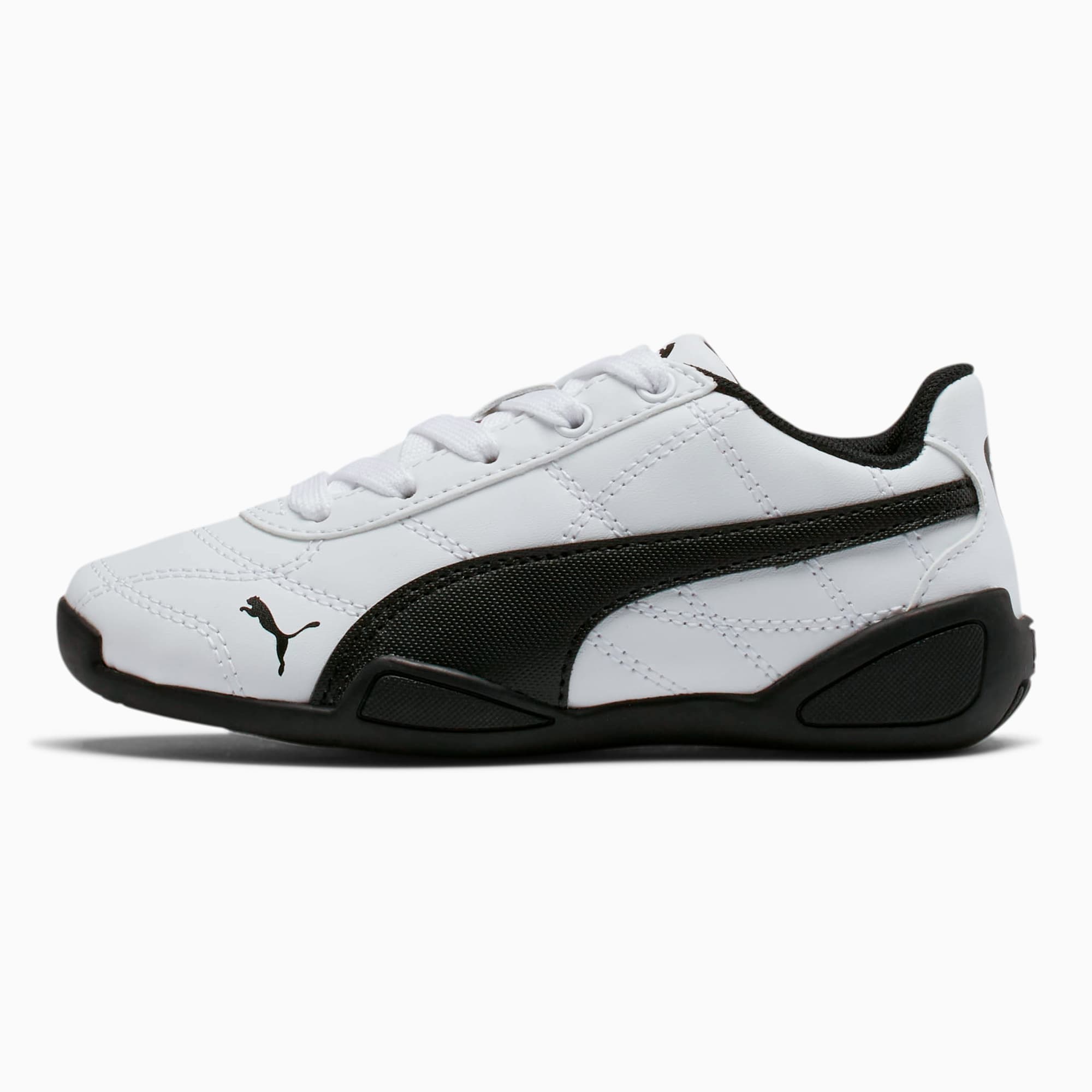 puma black and white tennis shoes