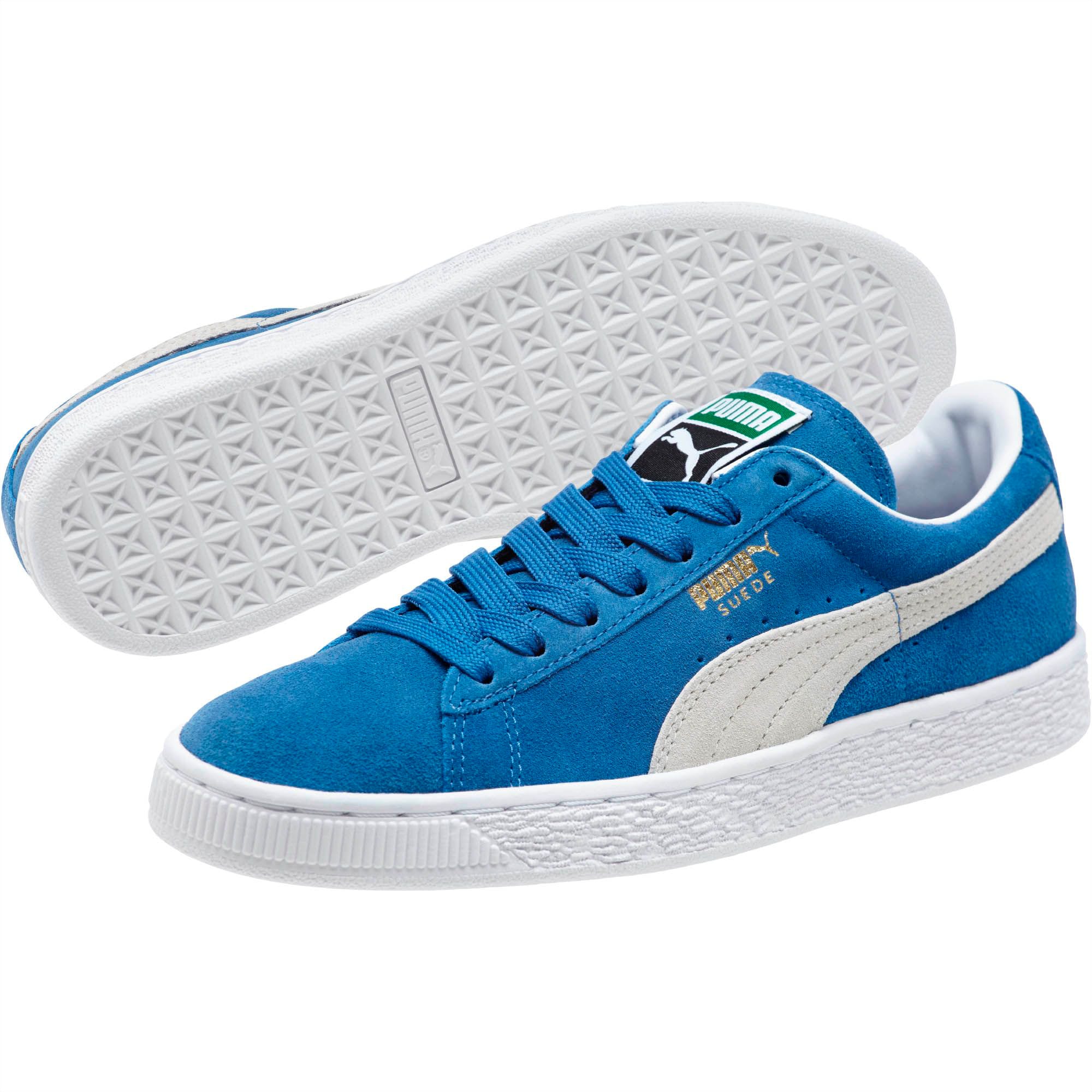 teal suede pumas