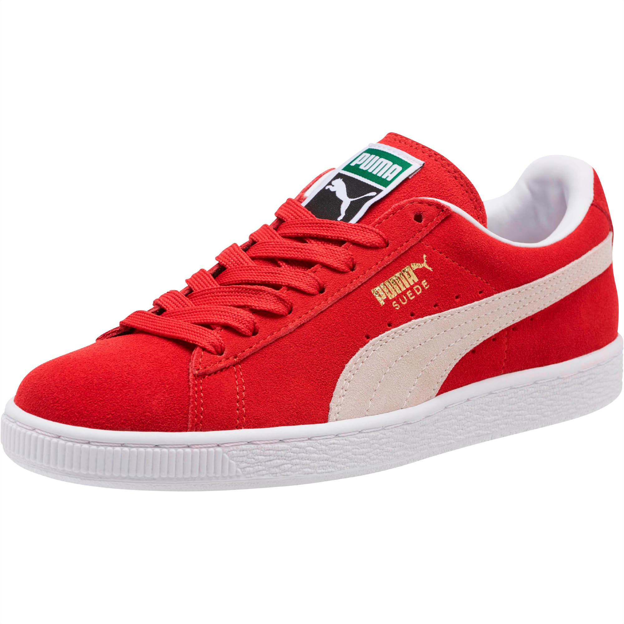 womens red suede pumas