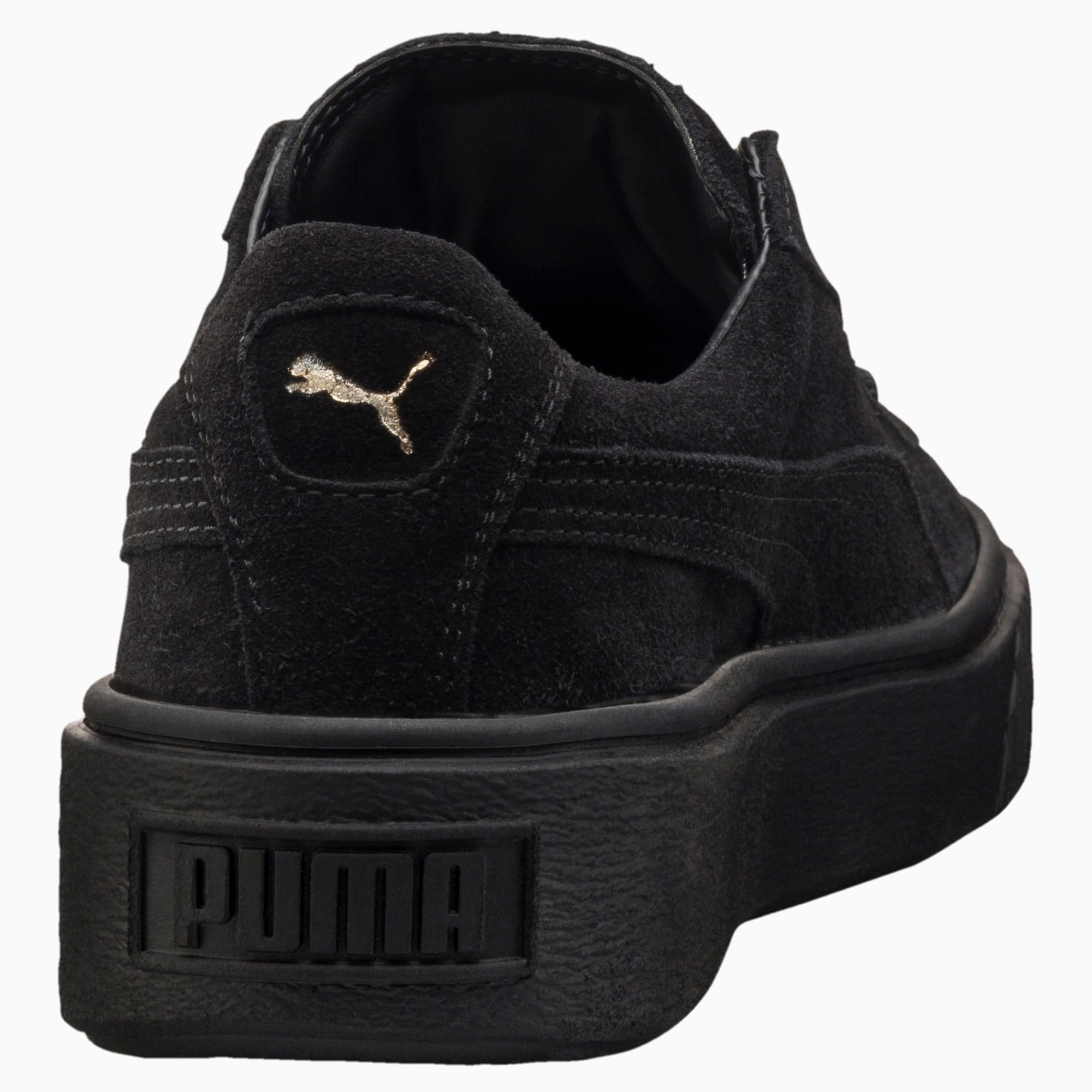 puma suede platform black gold