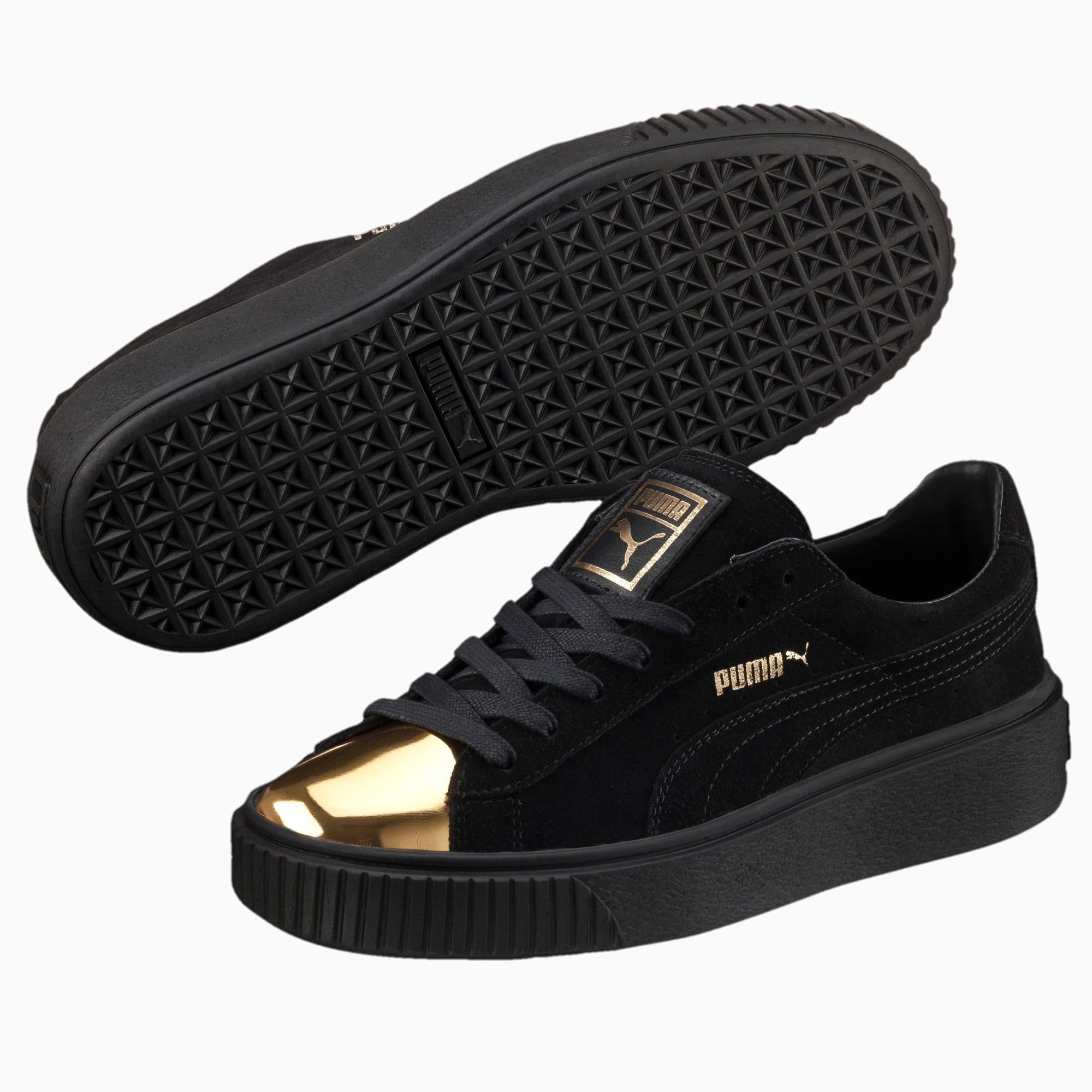 puma gold black shoes