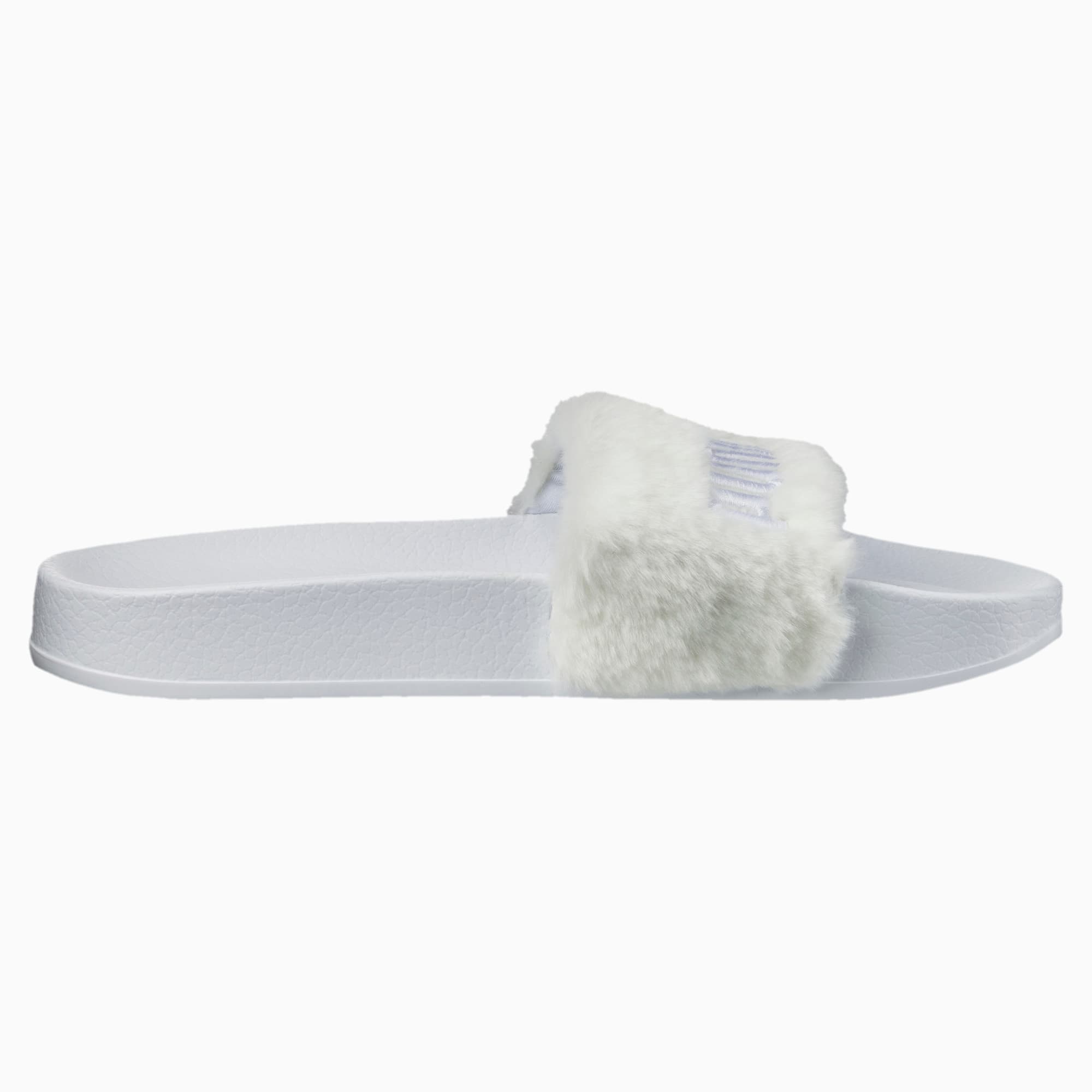 white puma slides fur