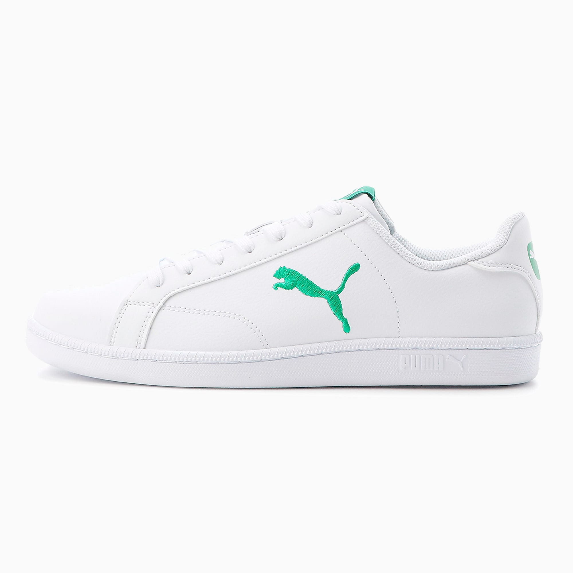 Smash Cat Leather Trainers, Puma White-Verdant Green, large-SEA