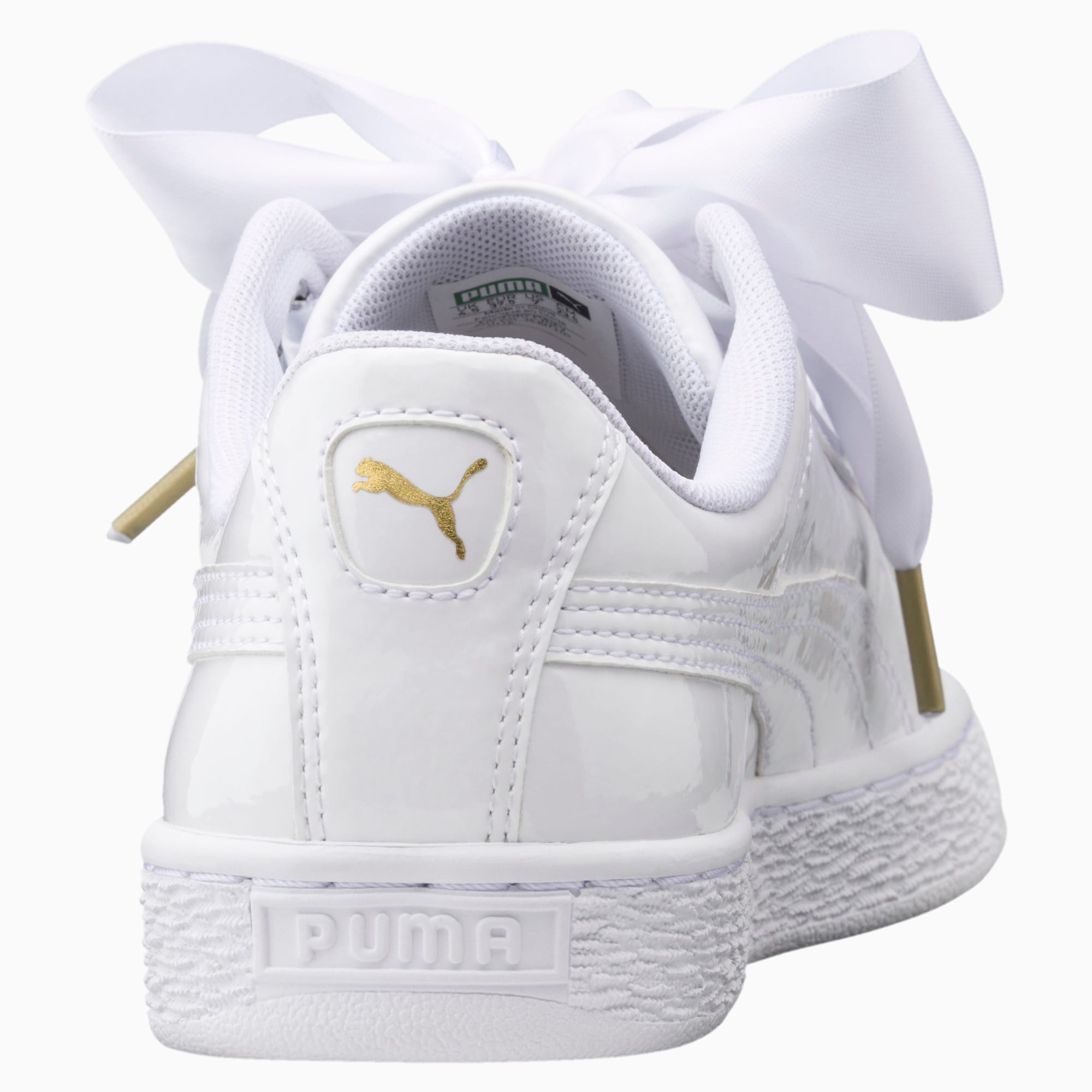 puma basket heart patent white
