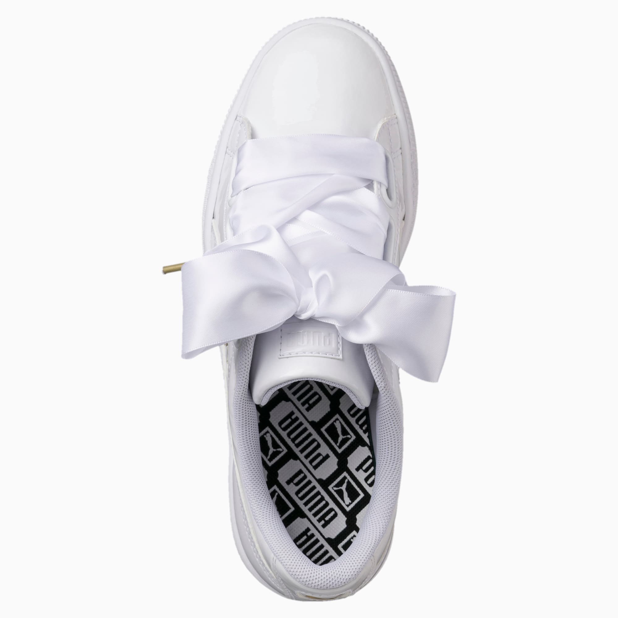 puma basket heart patent white
