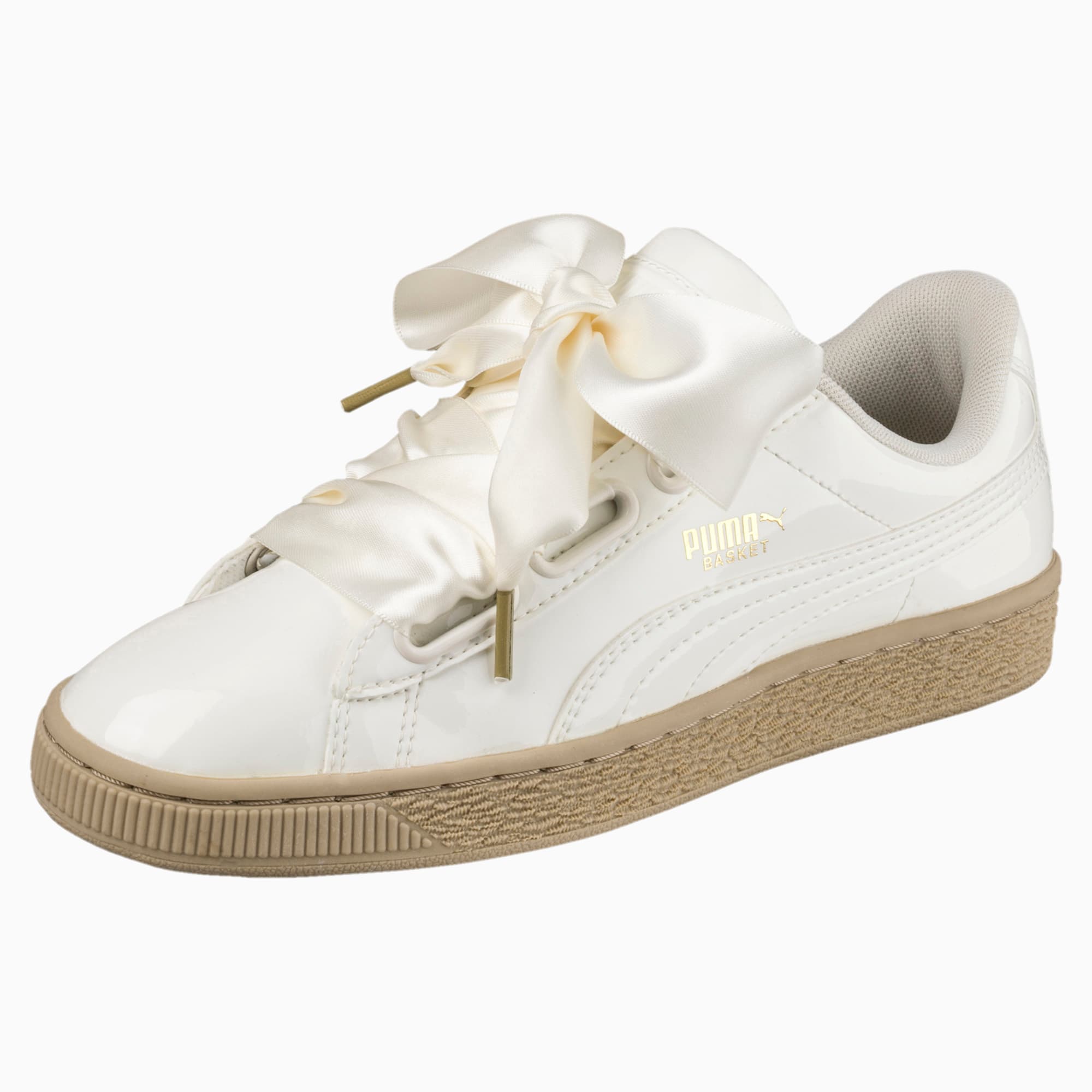 puma womens basket heart patent trainers puma white