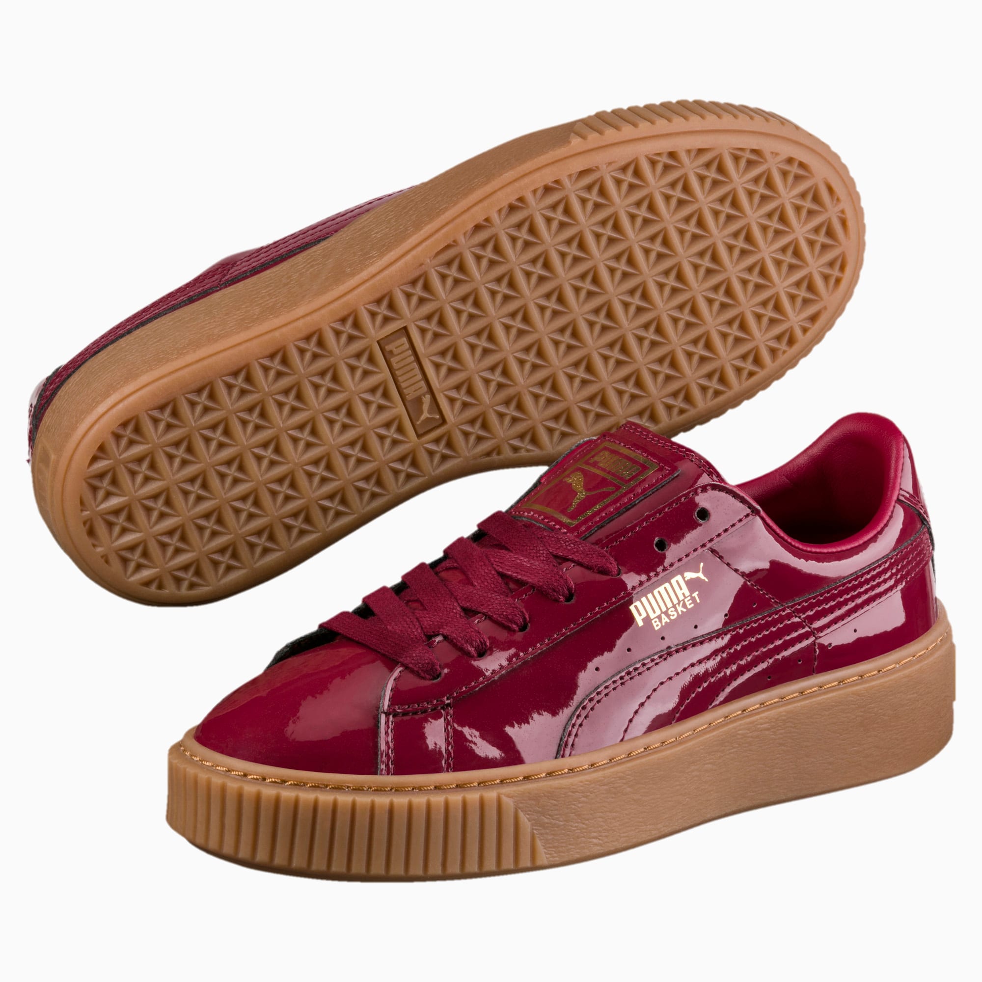 puma basket platform patent damen schuhe