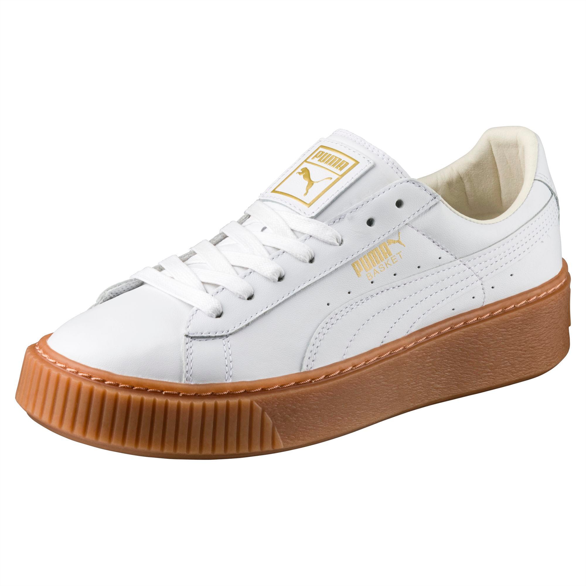 Puma white basket platform hotsell
