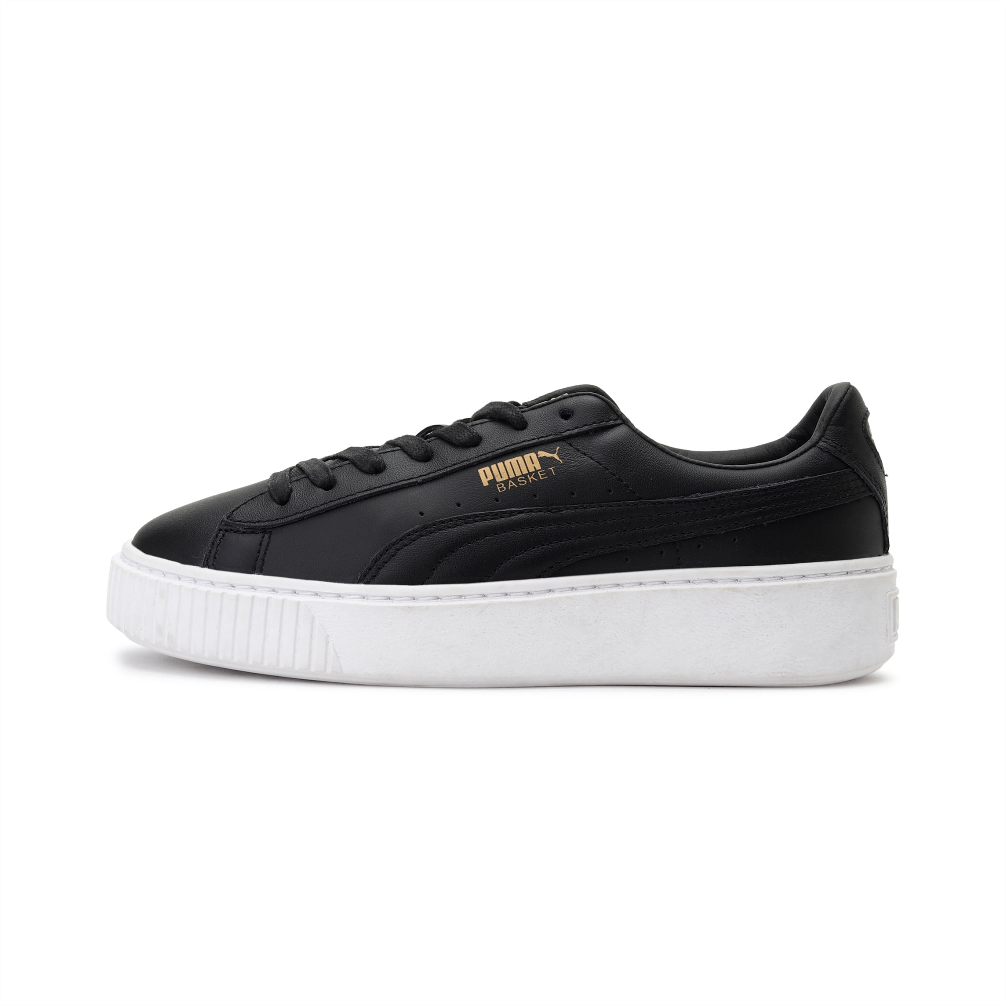 puma basket platform black and gold