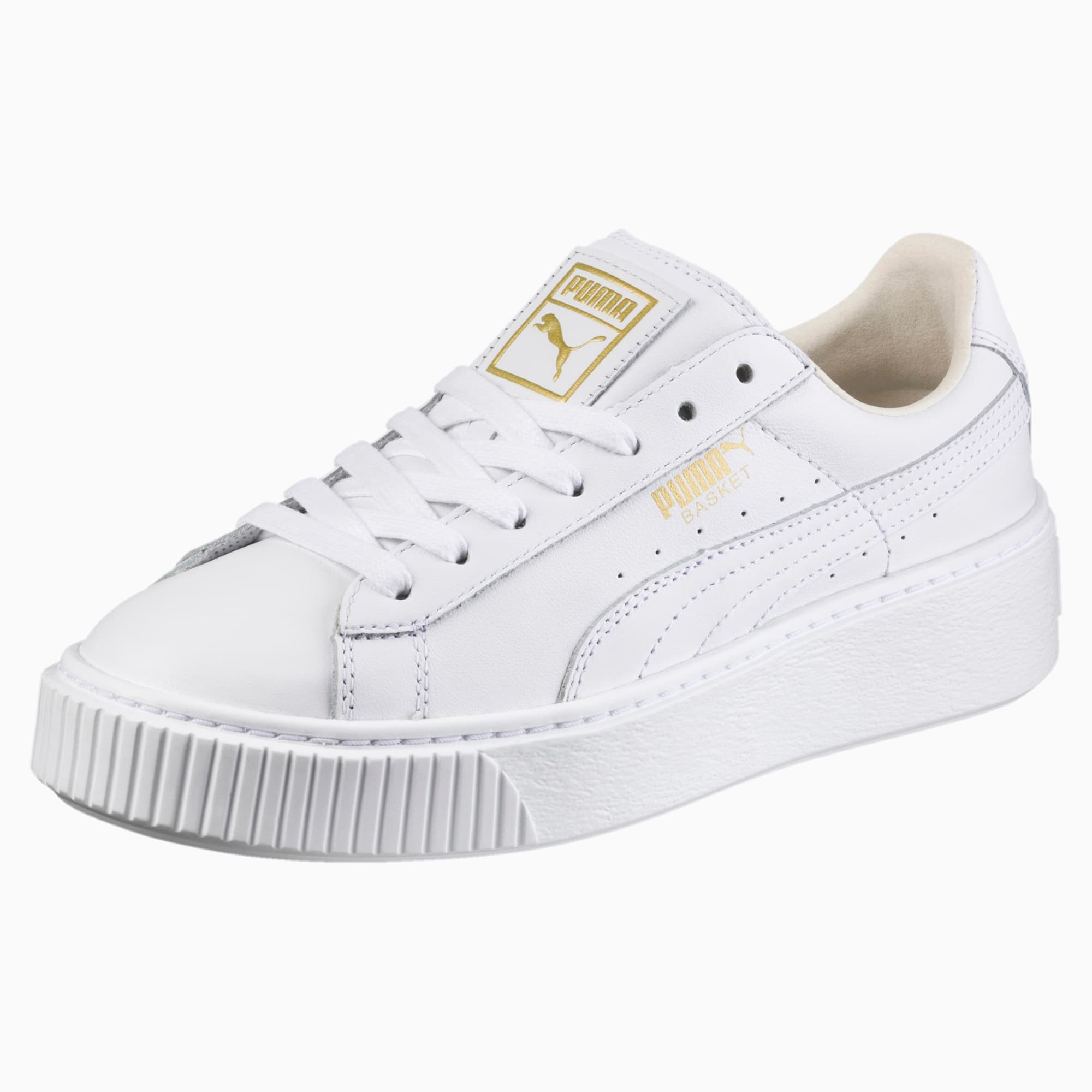 Puma white basket platform hotsell