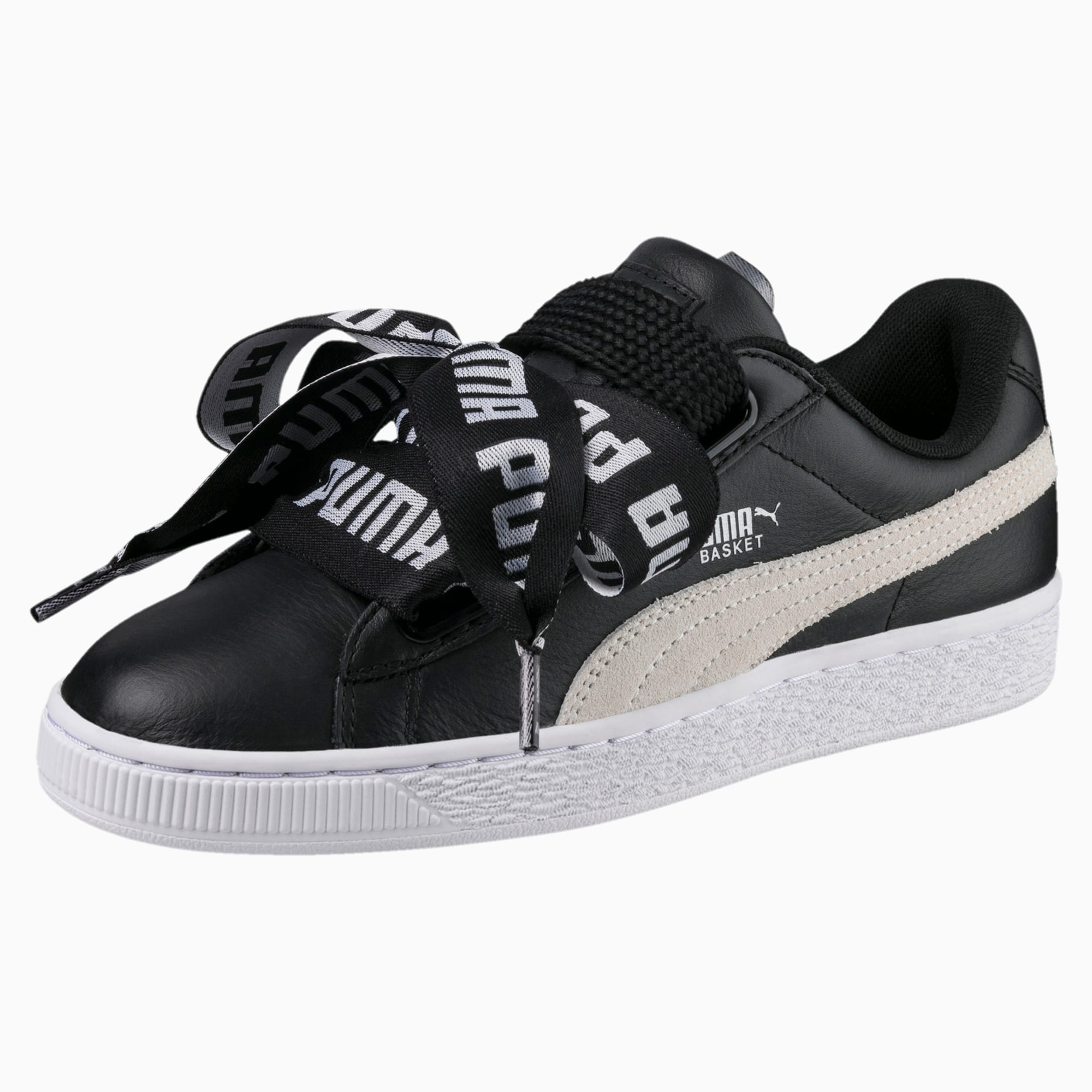 puma basket heart all black