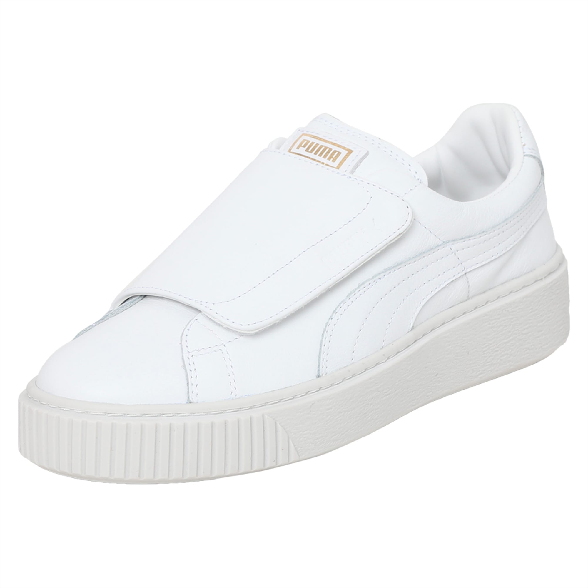 puma white basket platform sneakers