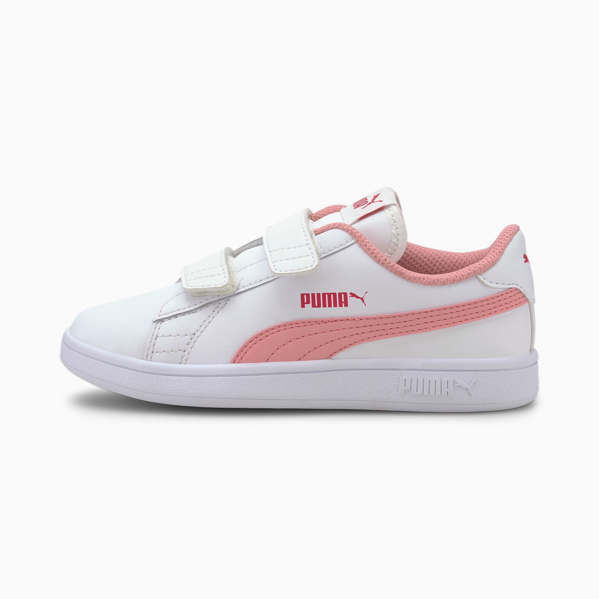 Smash v2 Kids' Trainers, Puma White-Peony-BRIGHT ROSE, large-SEA