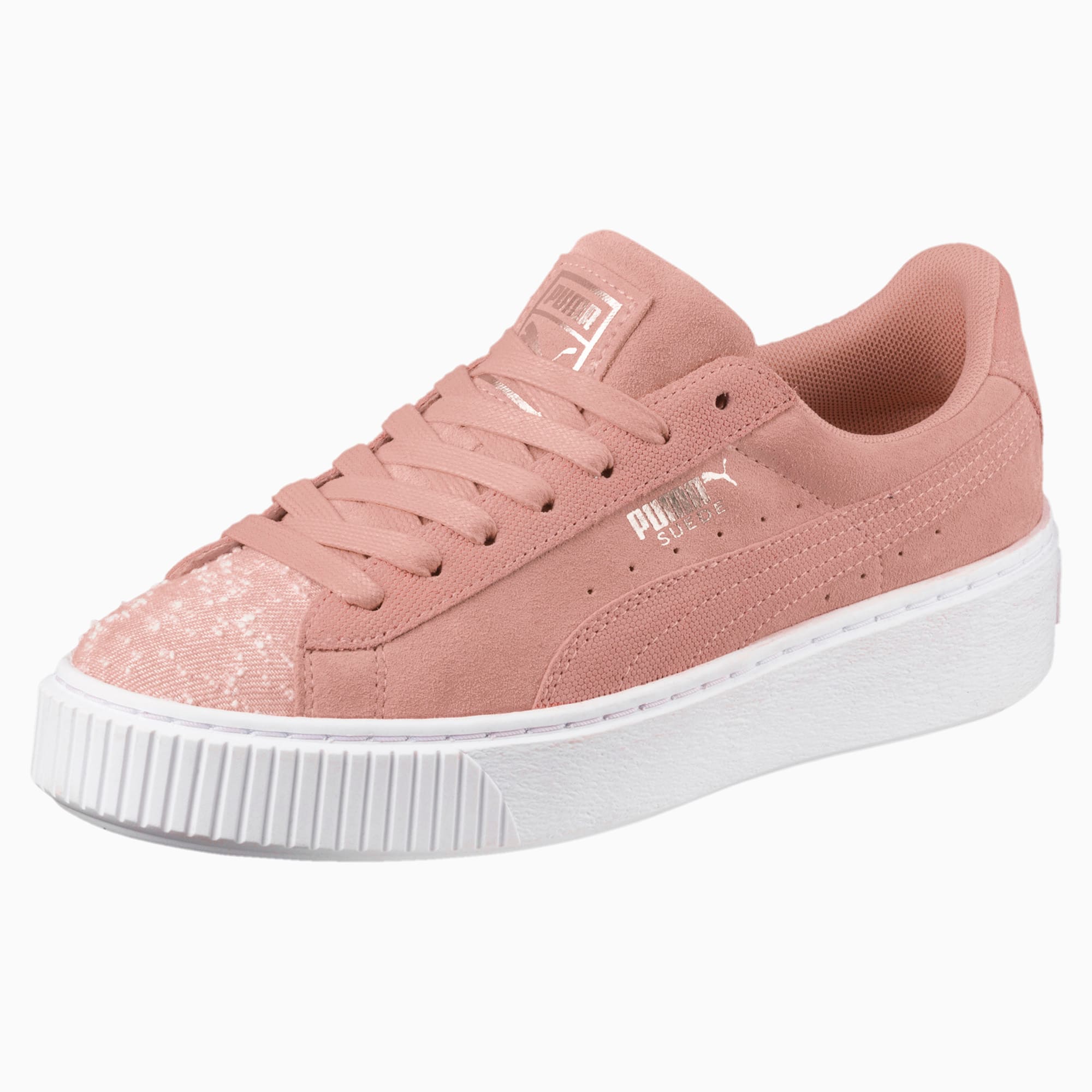 puma suede platform bambino marroni