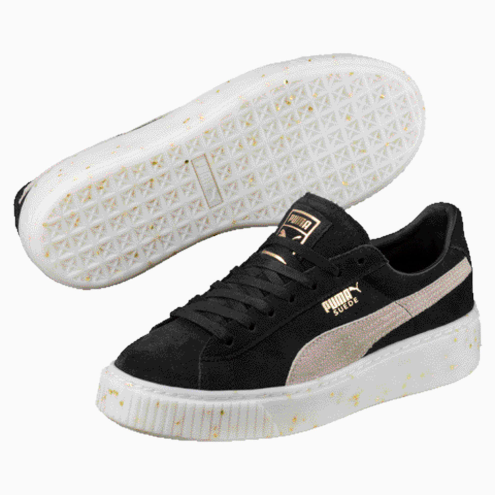 black puma suede platform women's