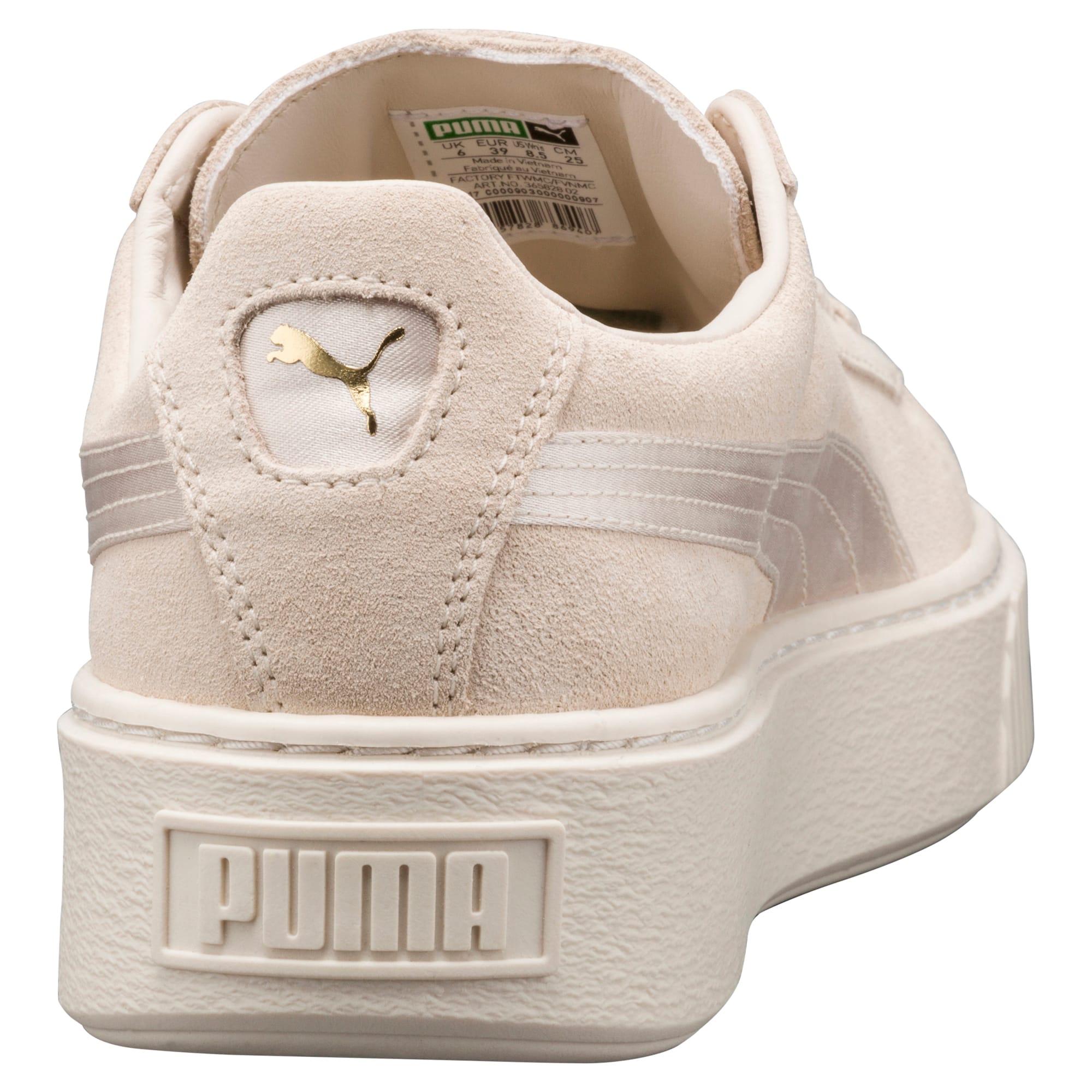 puma suede satin platform sneakers in beige