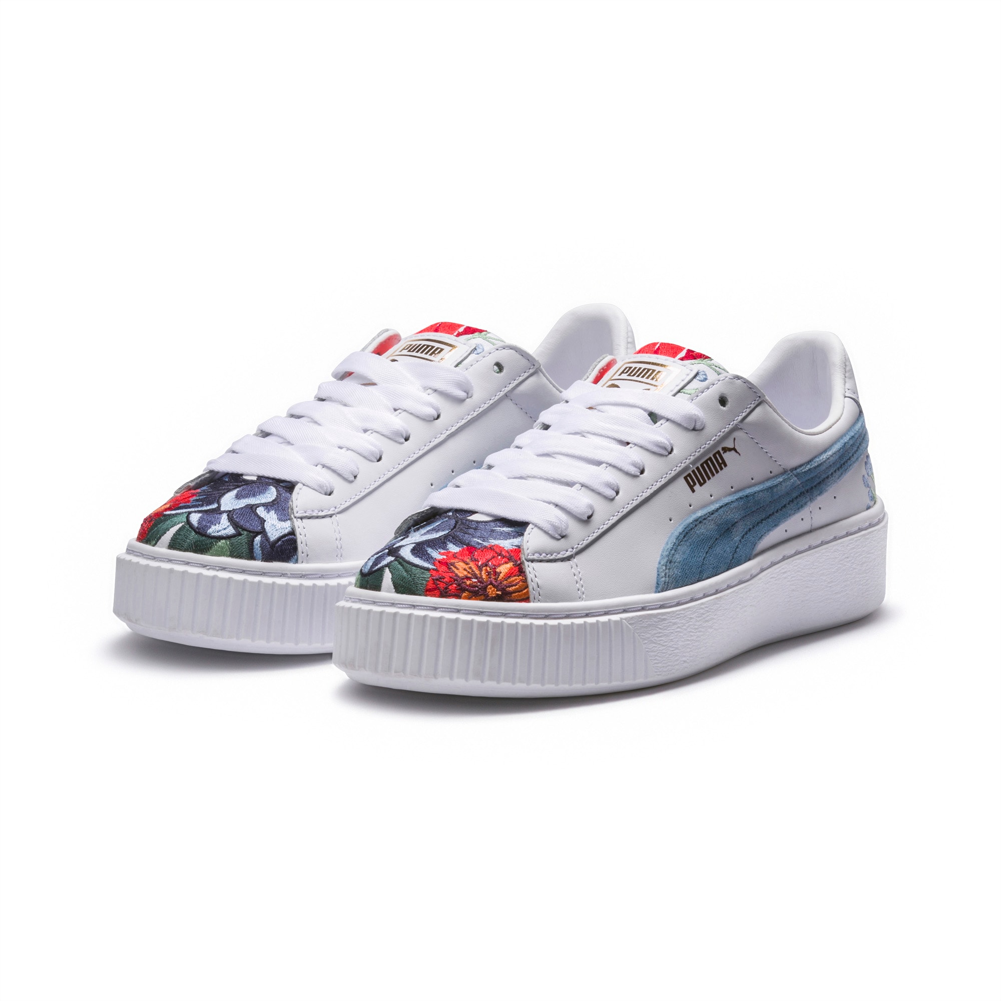 puma suede floral platform