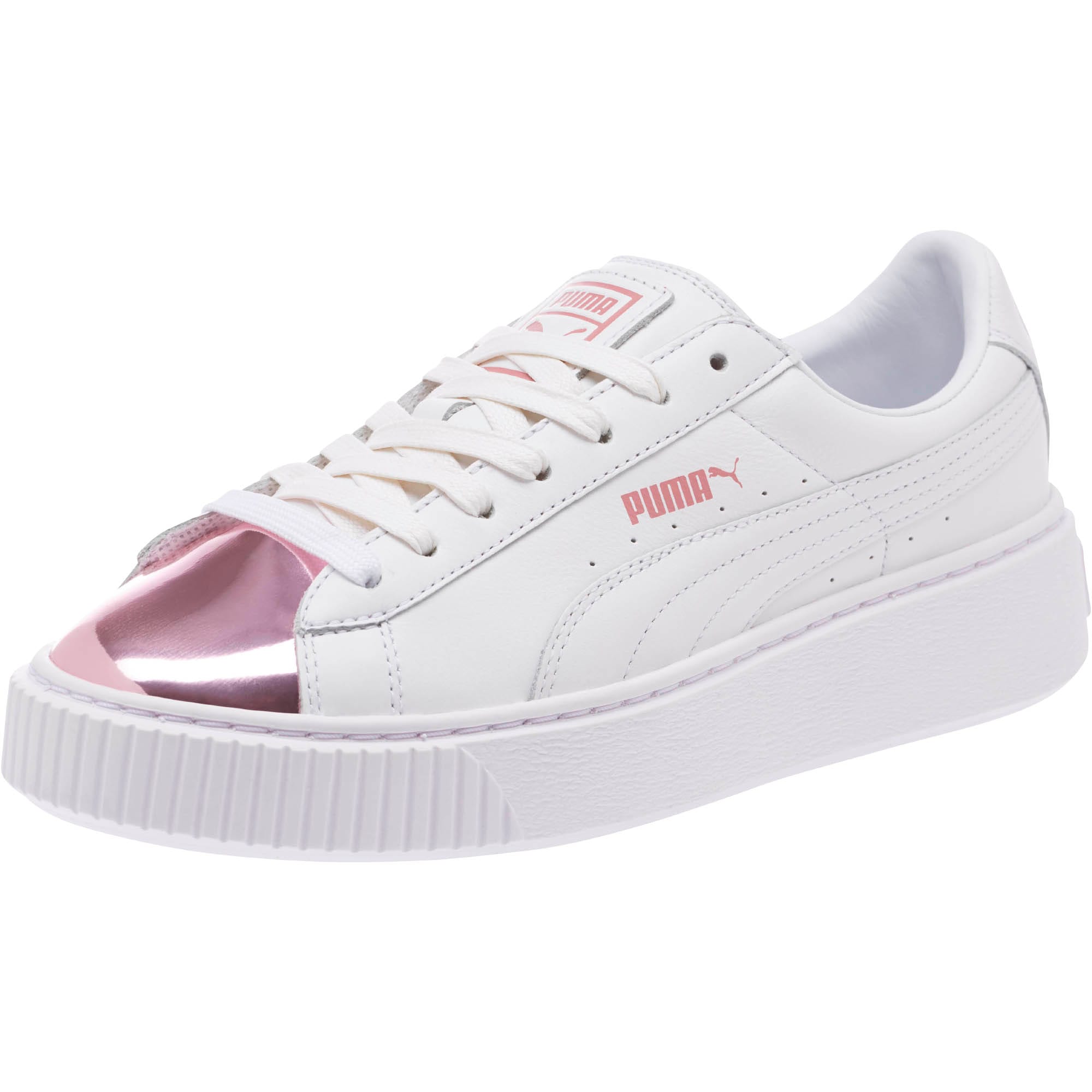 puma basket platform metallic rose gold