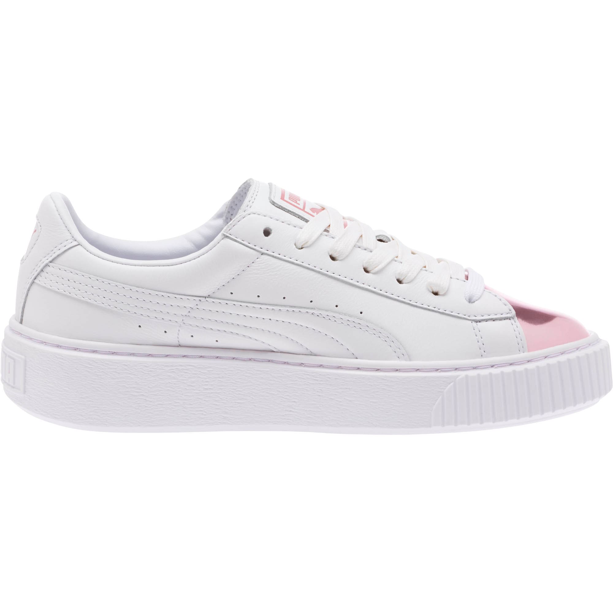puma basket platform metallic pink