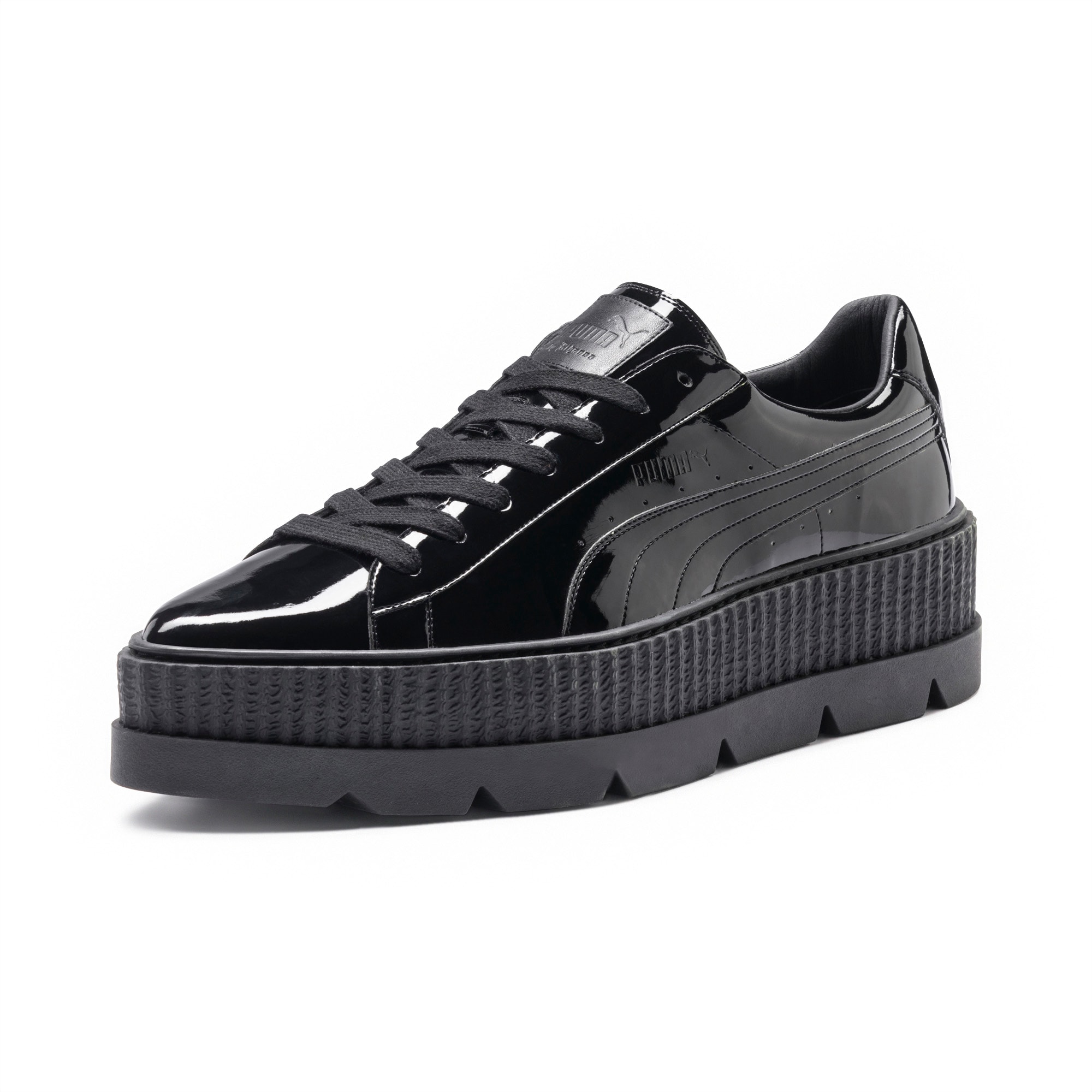 white patent puma trainers