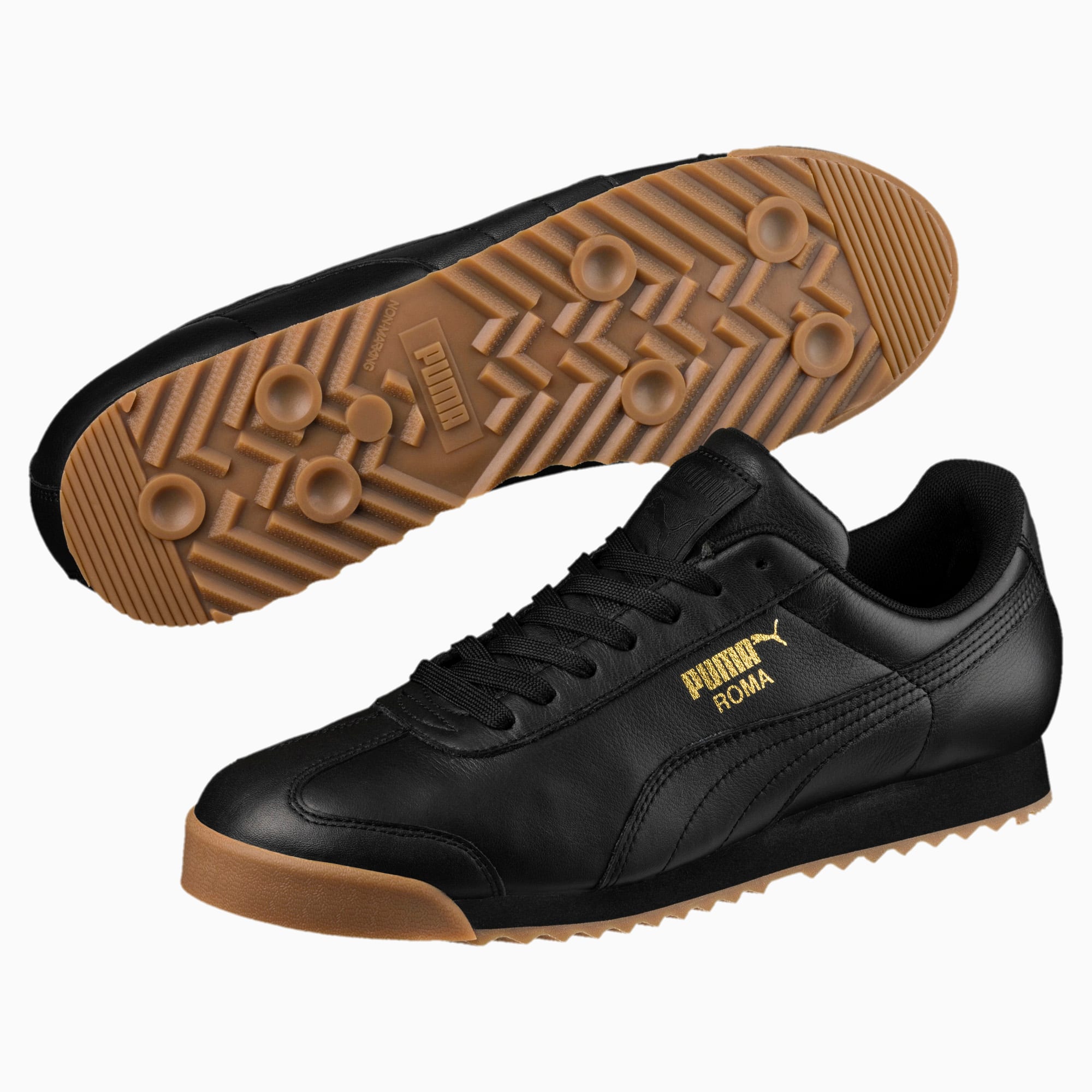 Roma Classic Gum Shoes | Puma Black-Puma Team Gold | PUMA Roma | PUMA