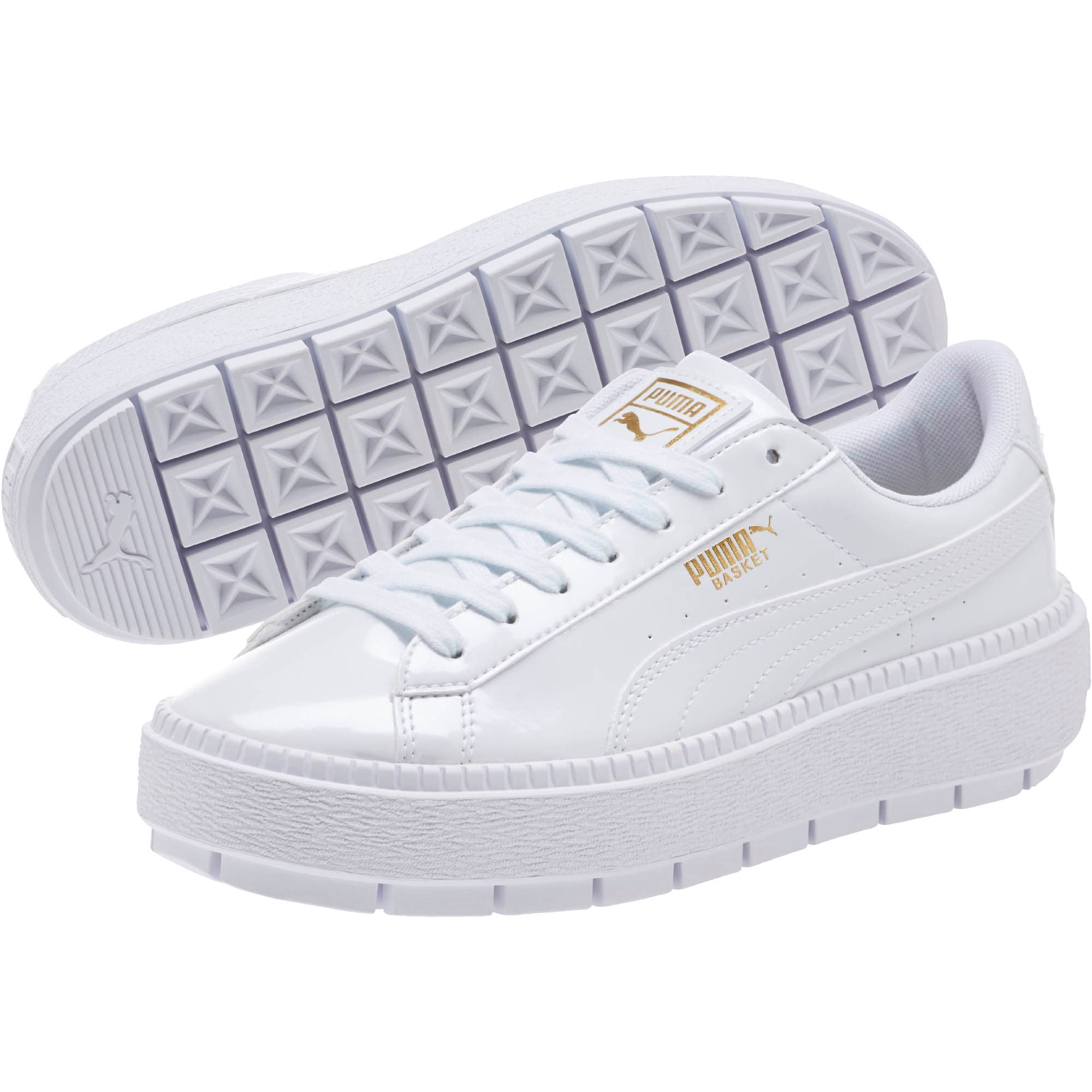 puma white basket platform