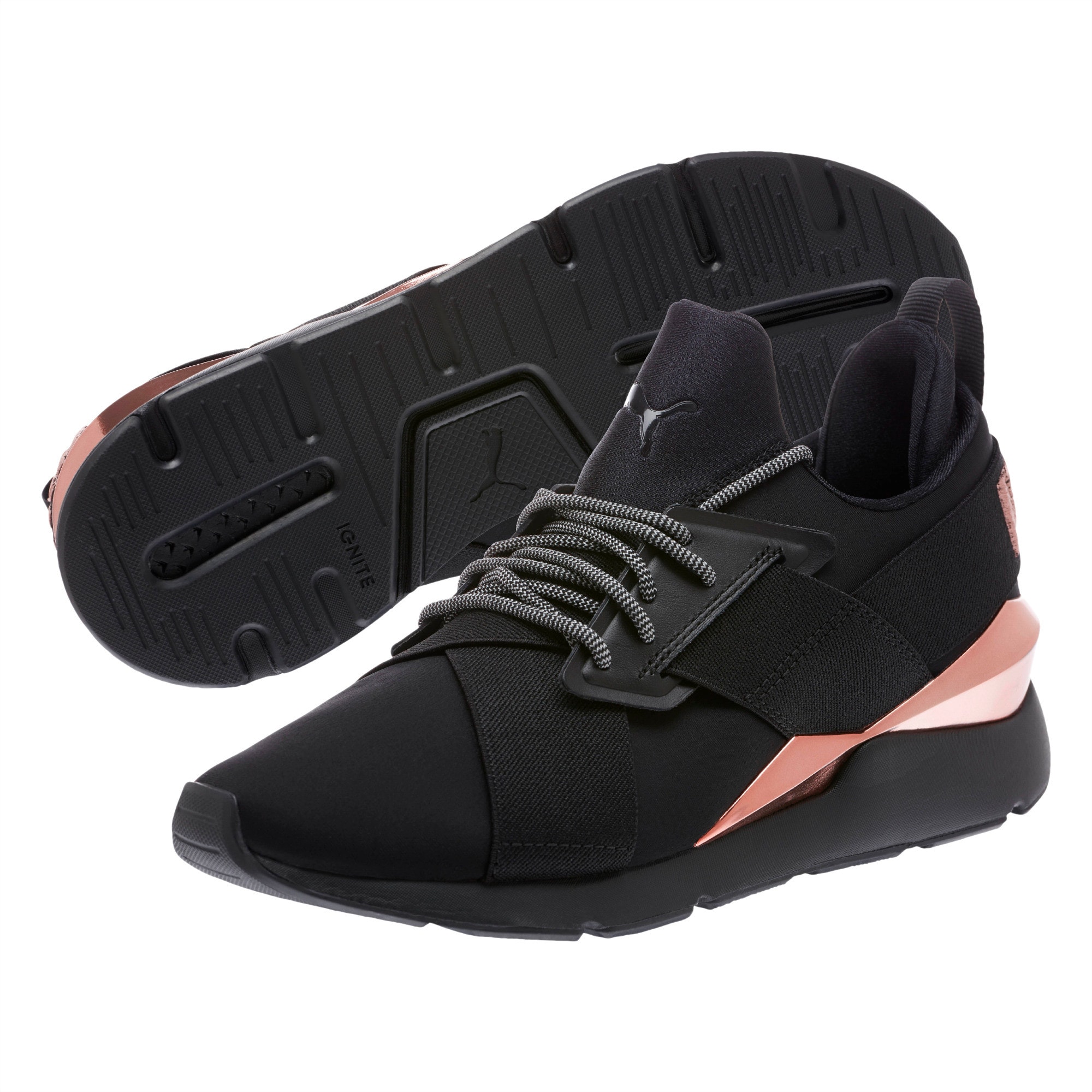 Puma black sale rose gold trainers
