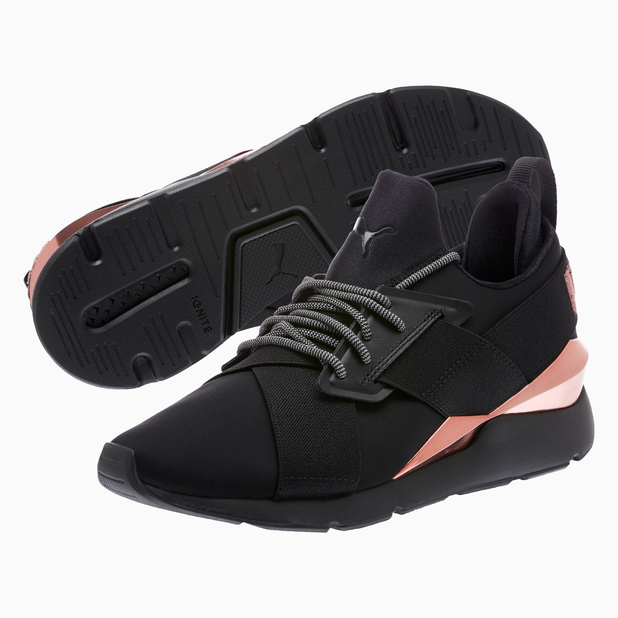 rose gold and black puma shoes