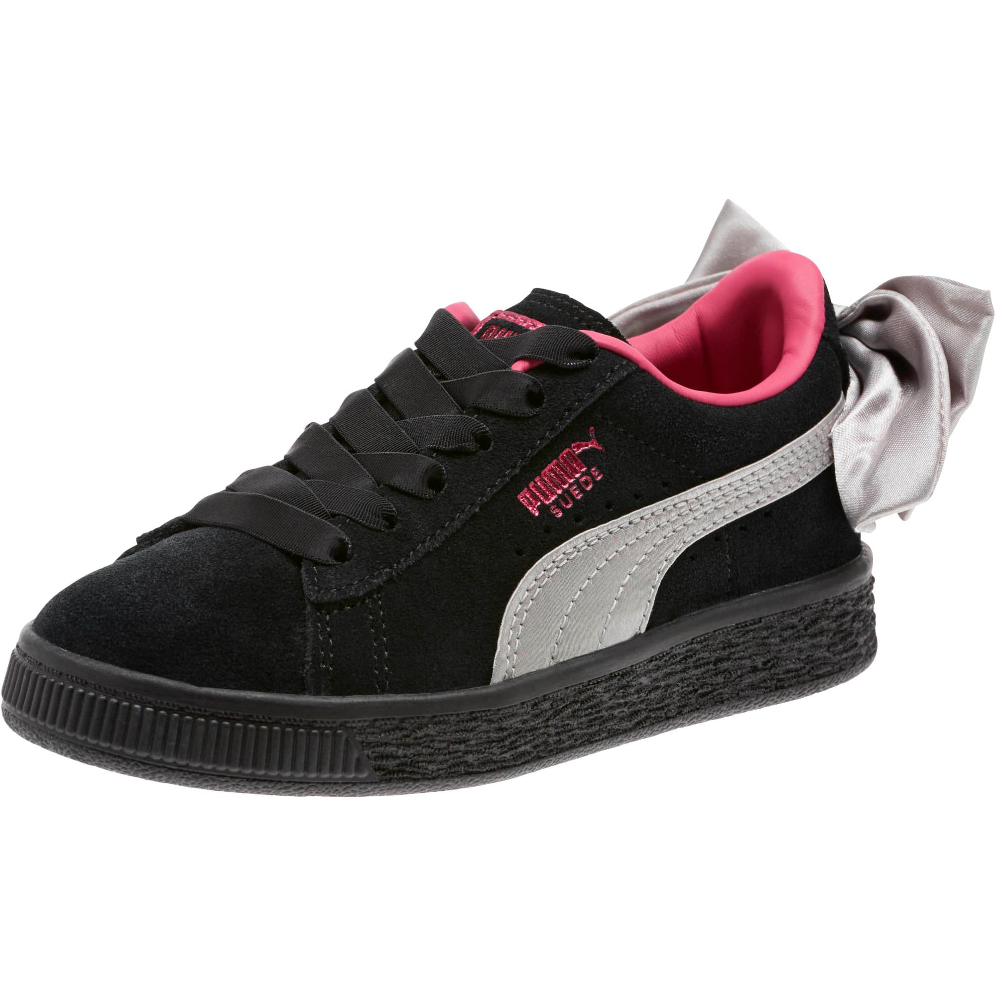 black puma trainers with bow