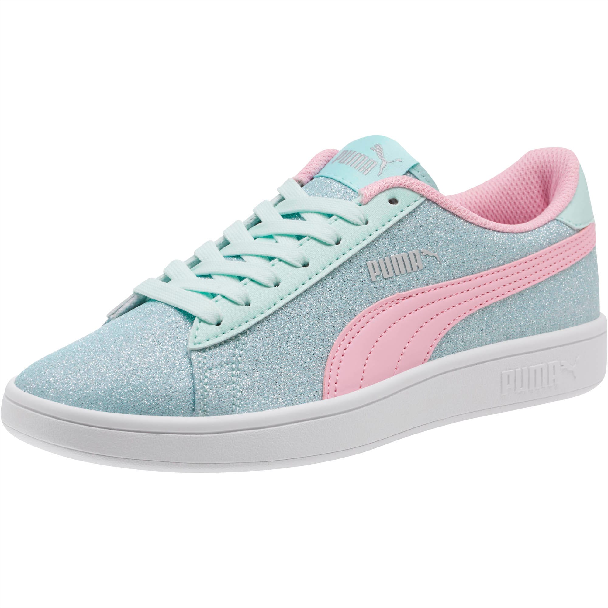  PUMA Smash 3.0 Glitz Glam Hook and Loop Sneaker, Peach  Smoothie White, 12.5 US Unisex Little Kid