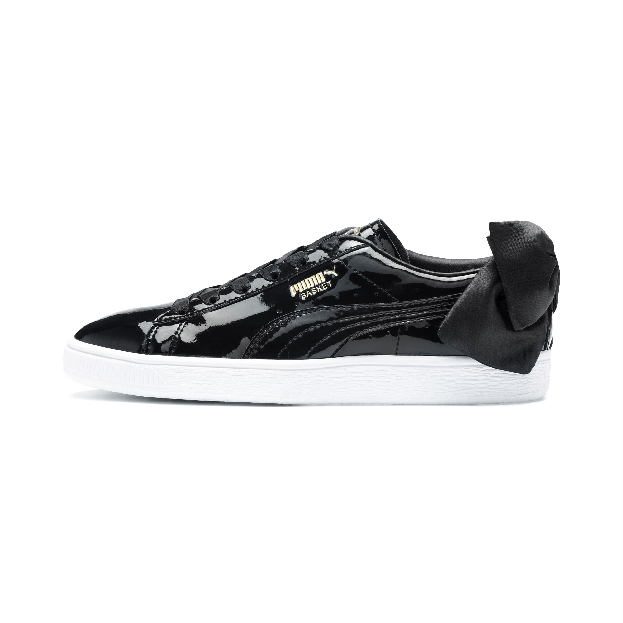 puma basket black bow white trainers