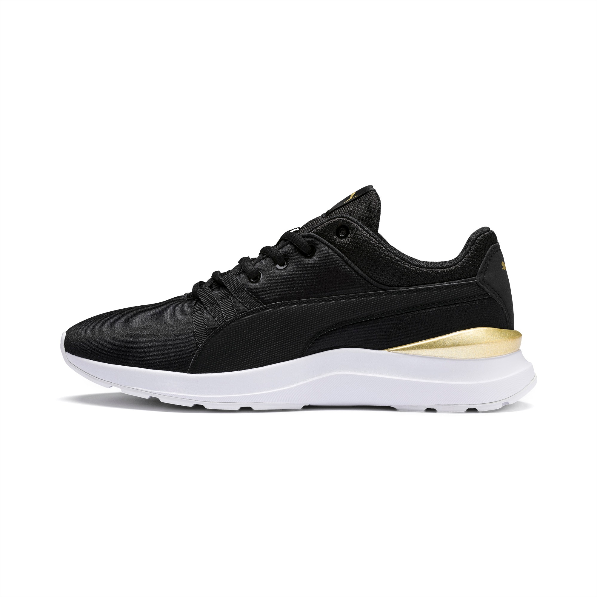 puma black satin trainers