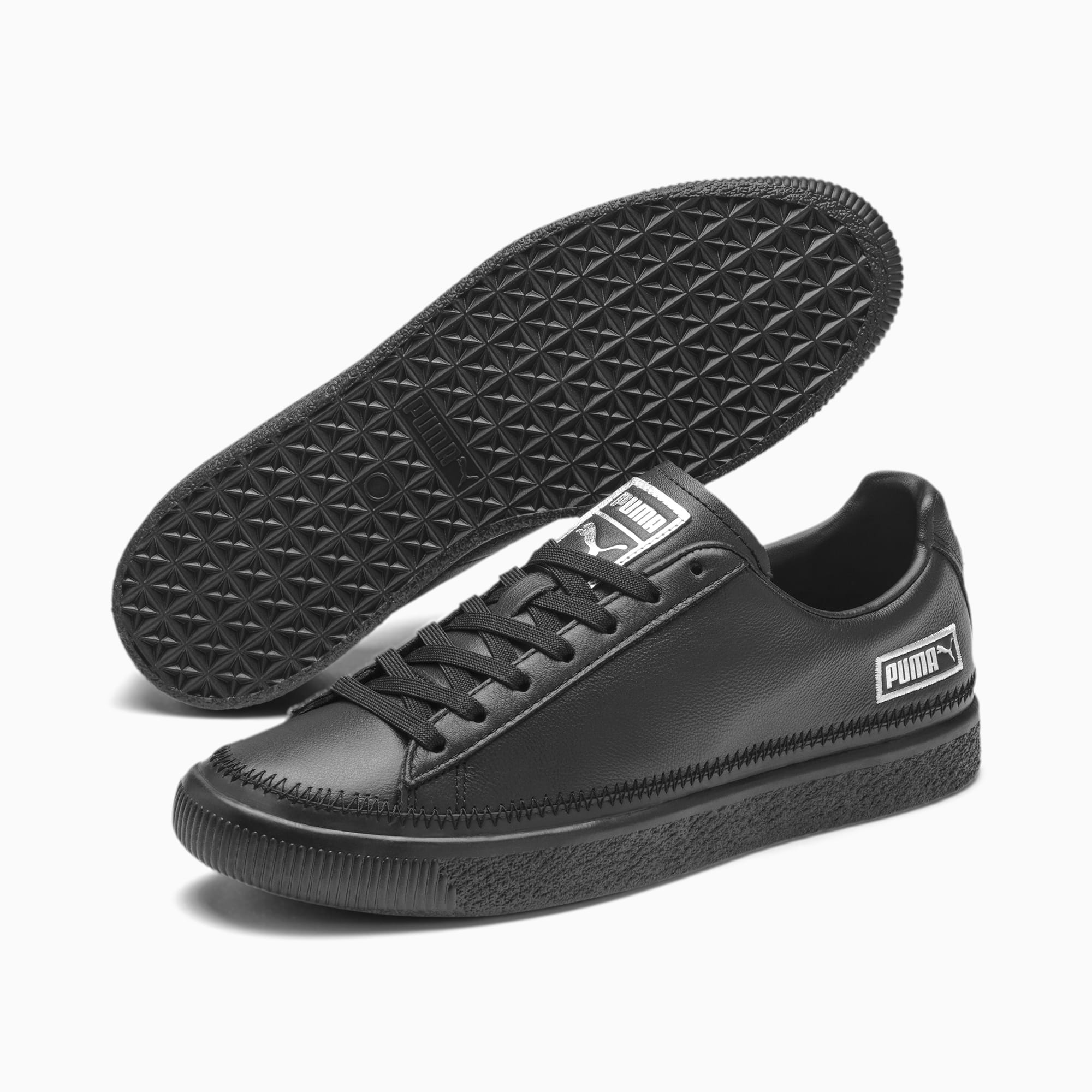 puma black basket trainers