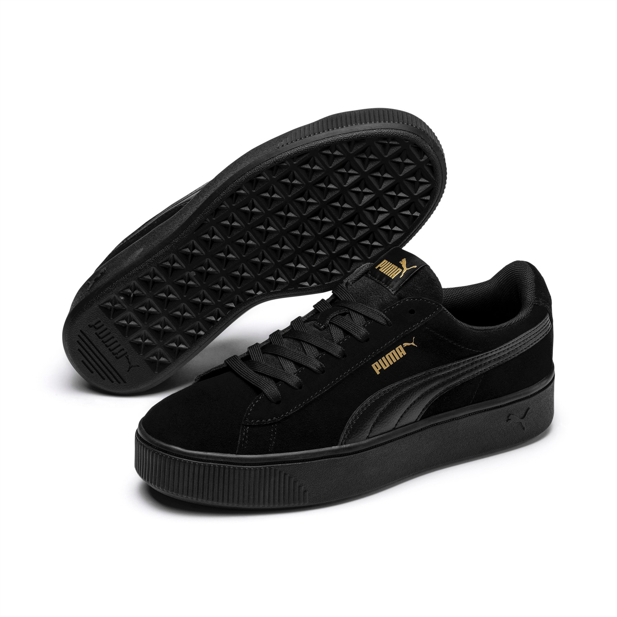 black puma platform trainers