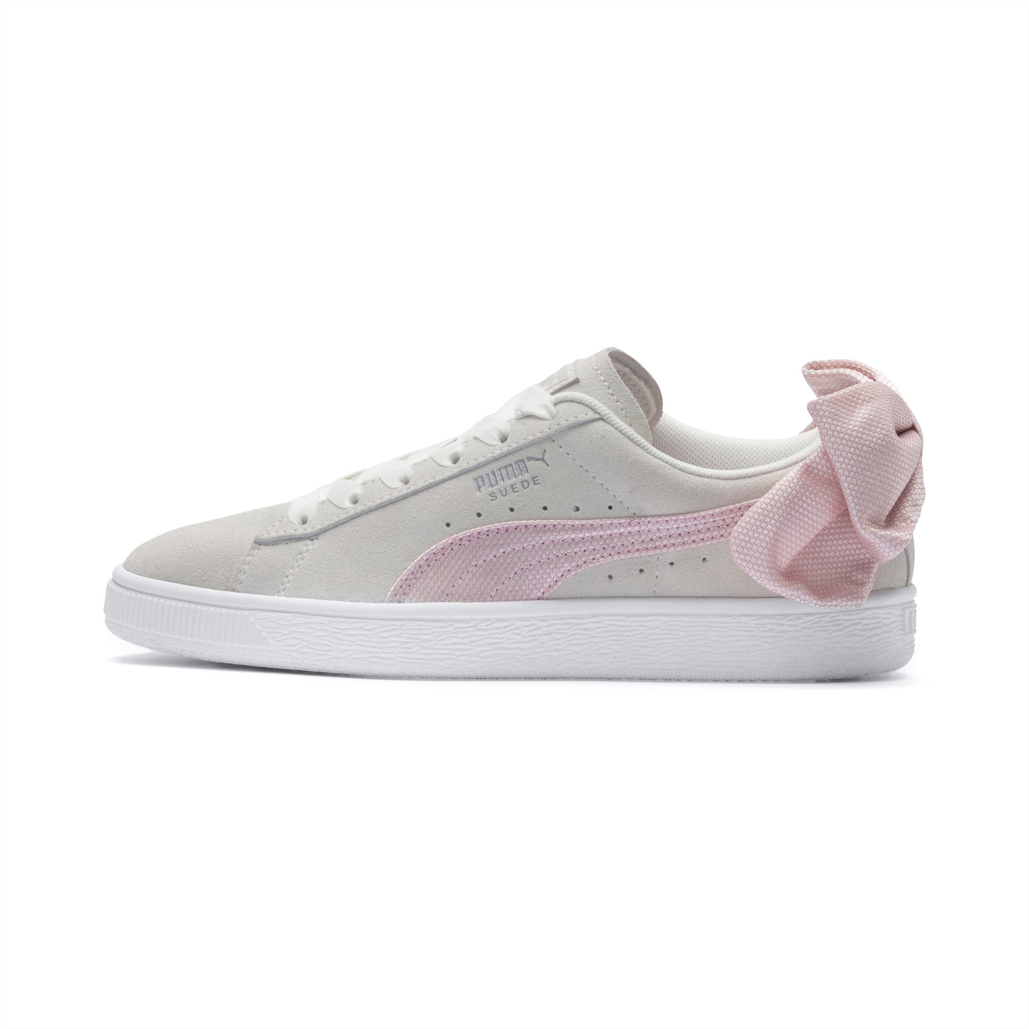 pink puma trainers with bow