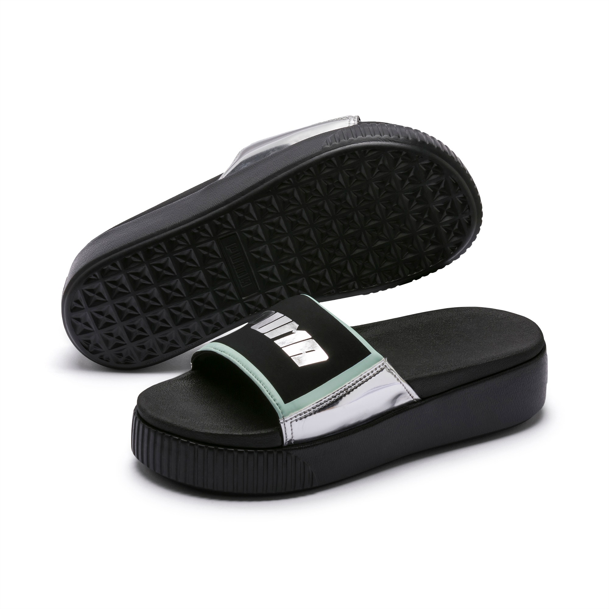 metallic puma slides
