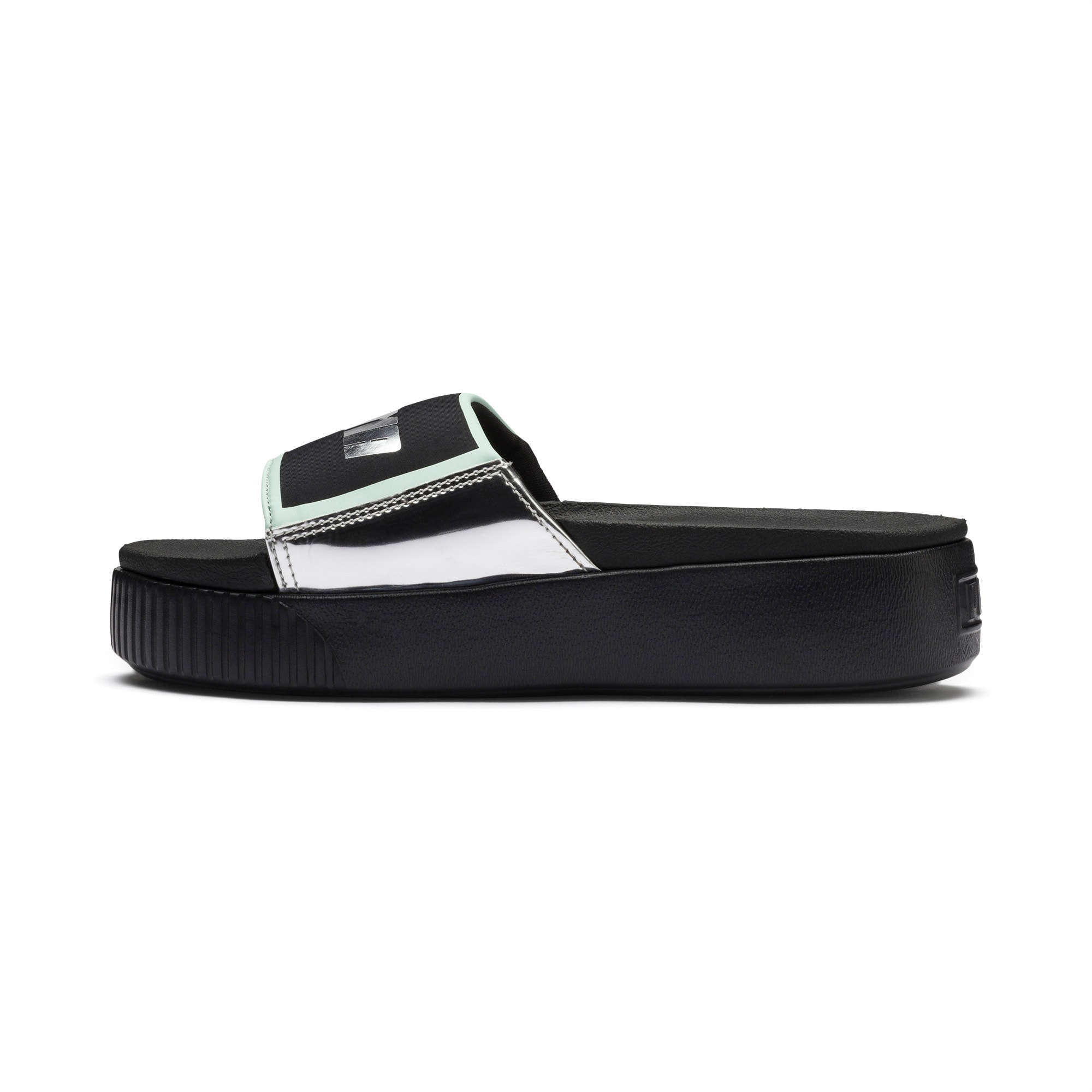 puma black platform slides