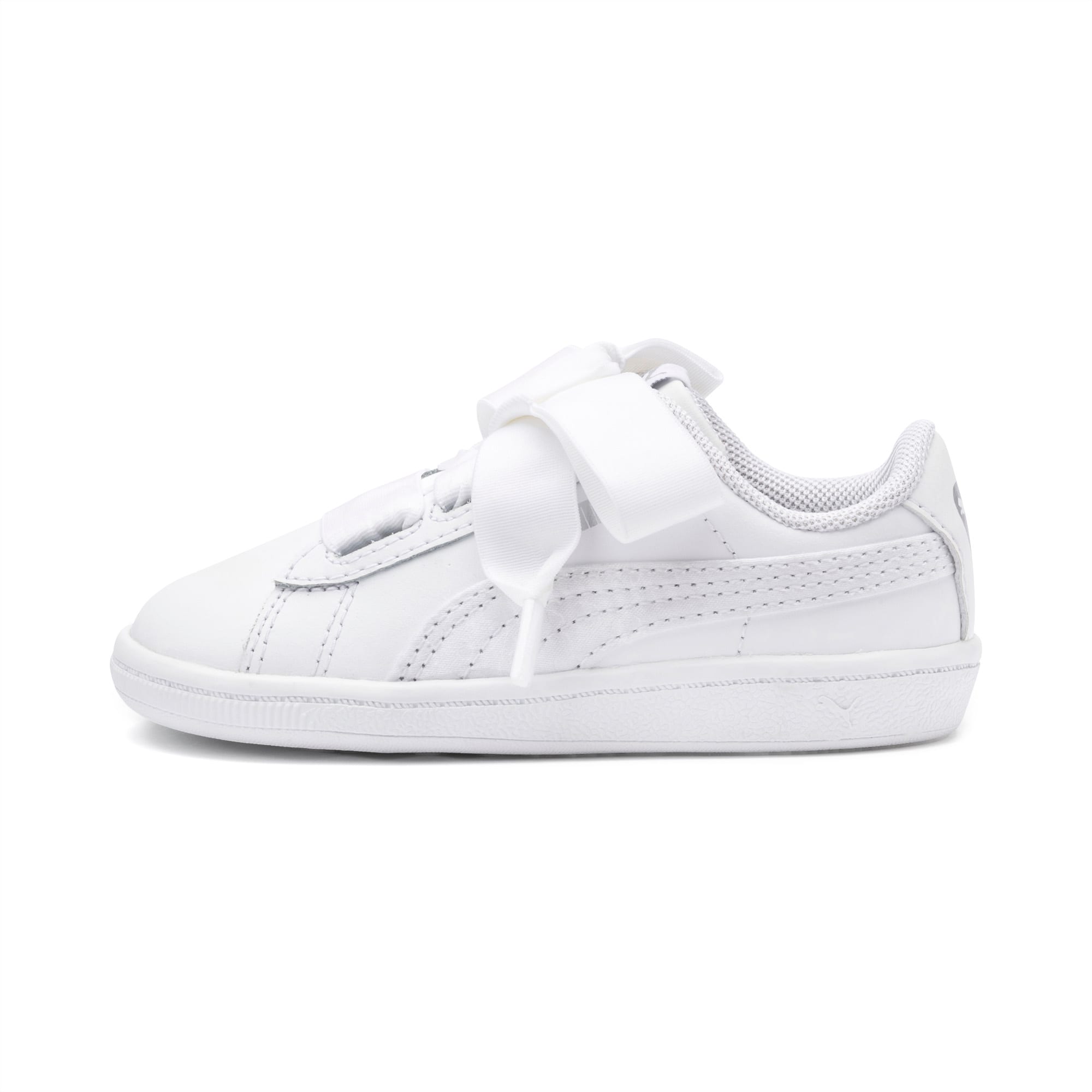 white puma trainers with ribbon