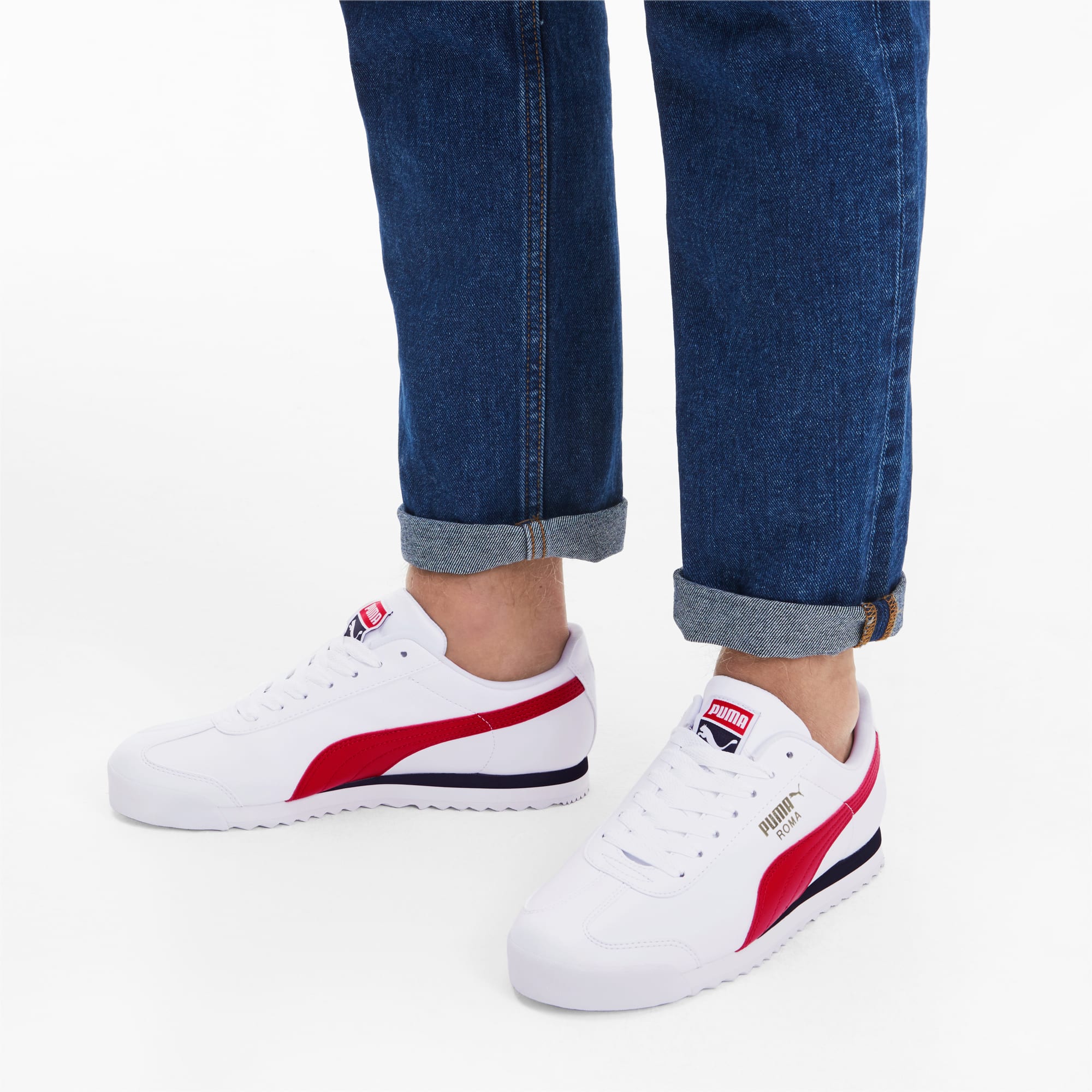 puma roma basic white sneakers