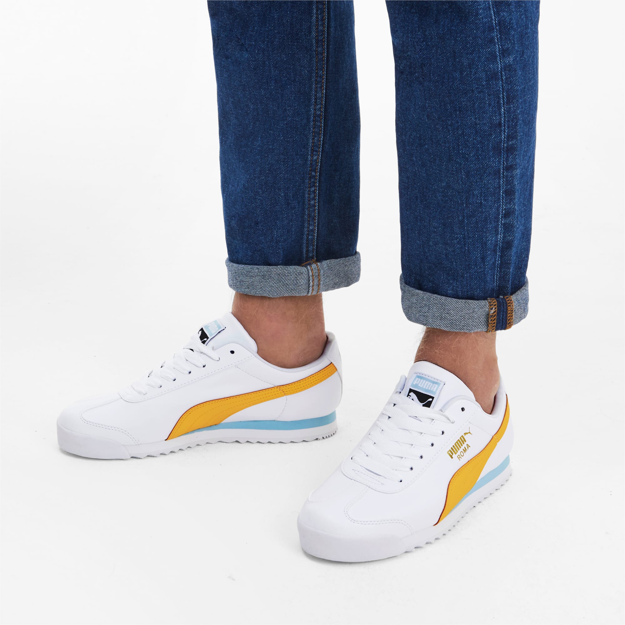 puma roma white sneakers