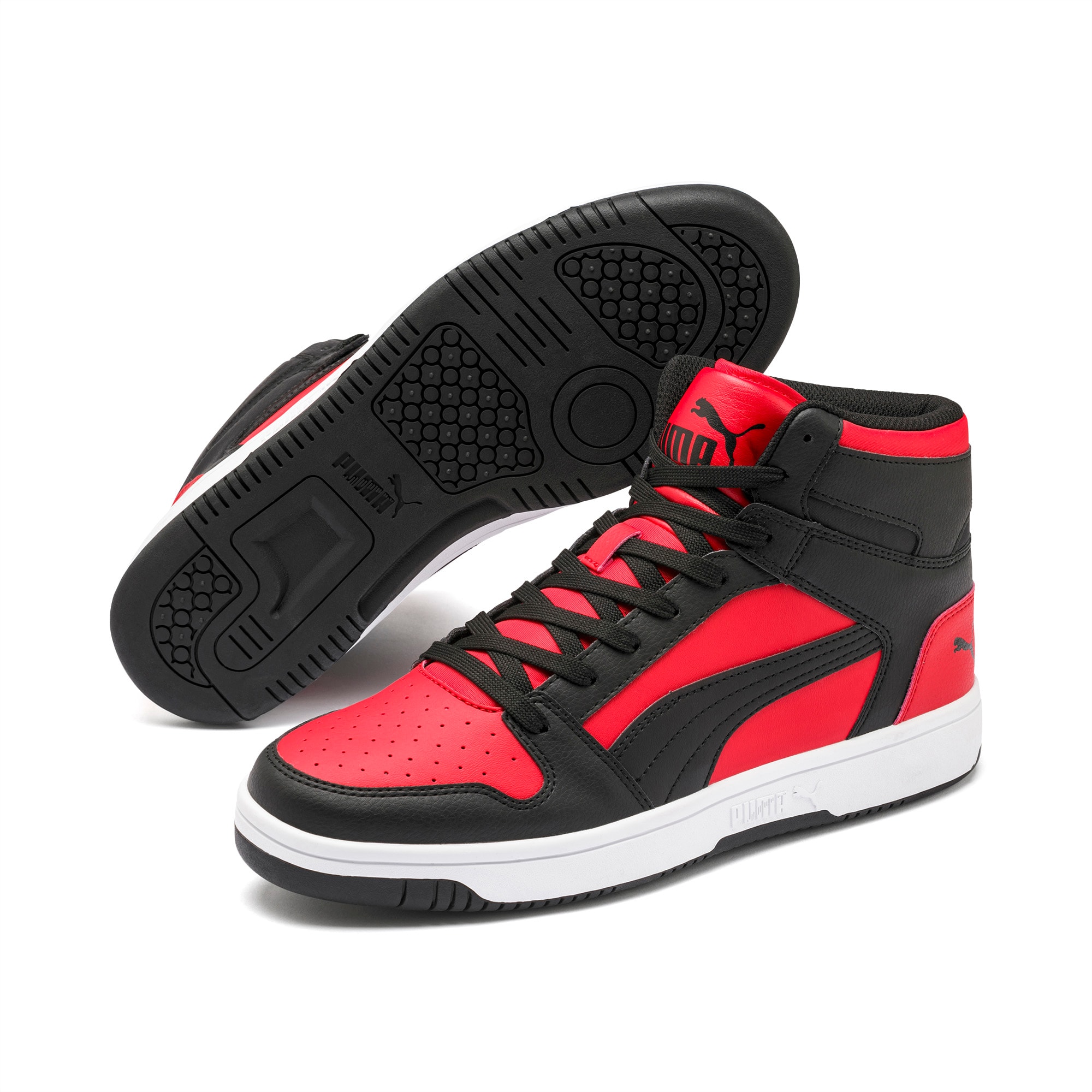 Puma Rebound Layup High Top Sneakers in Black and White