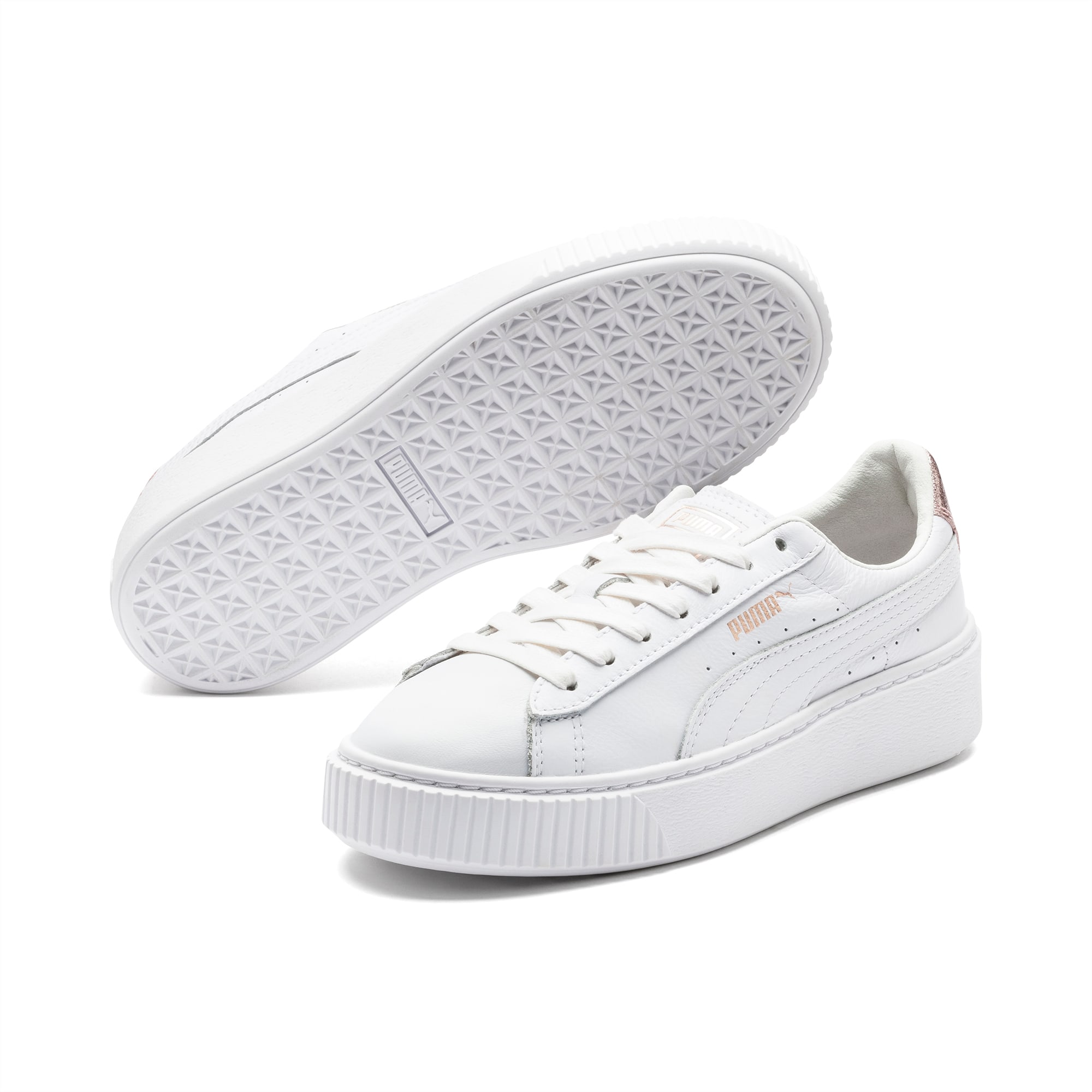 puma white basket platform