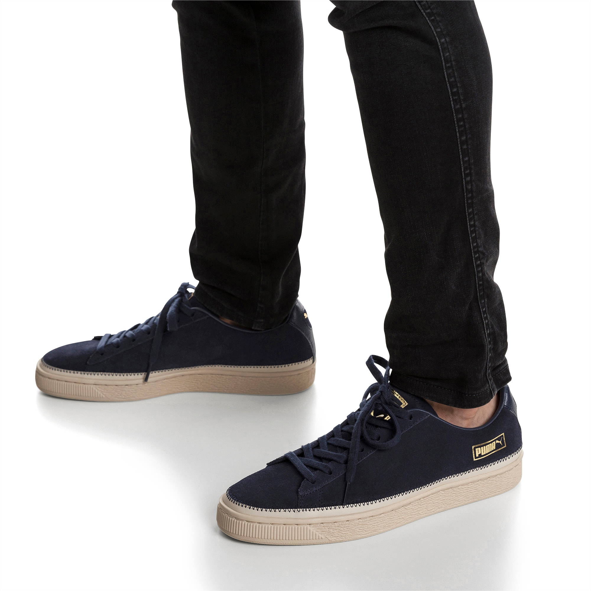 Suede Trim Sneakers | Peacoat-Whisper